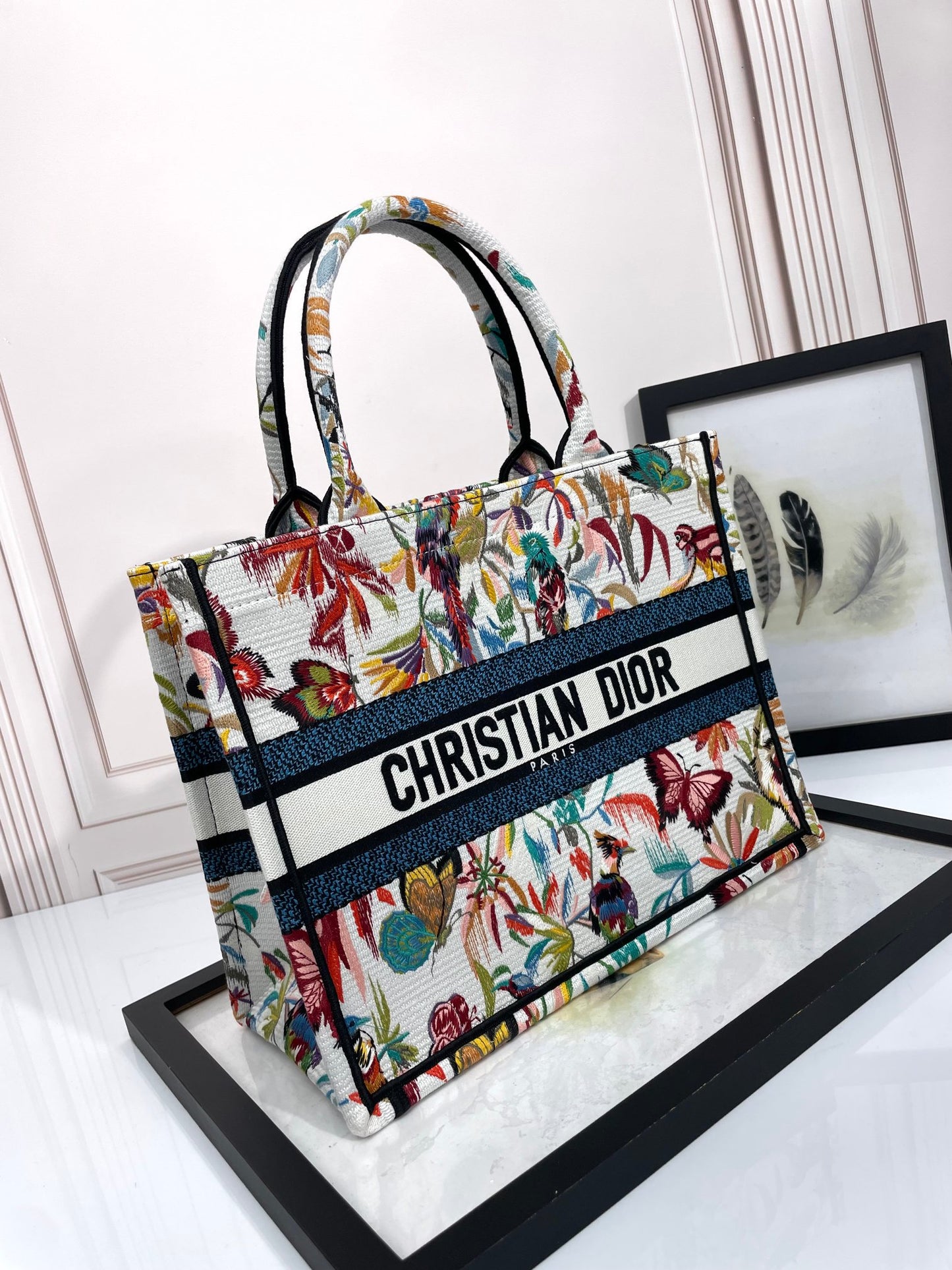 Christian Dior Medium Book Tote - Multicolor Jardin Botanique Embroidered Canvas
