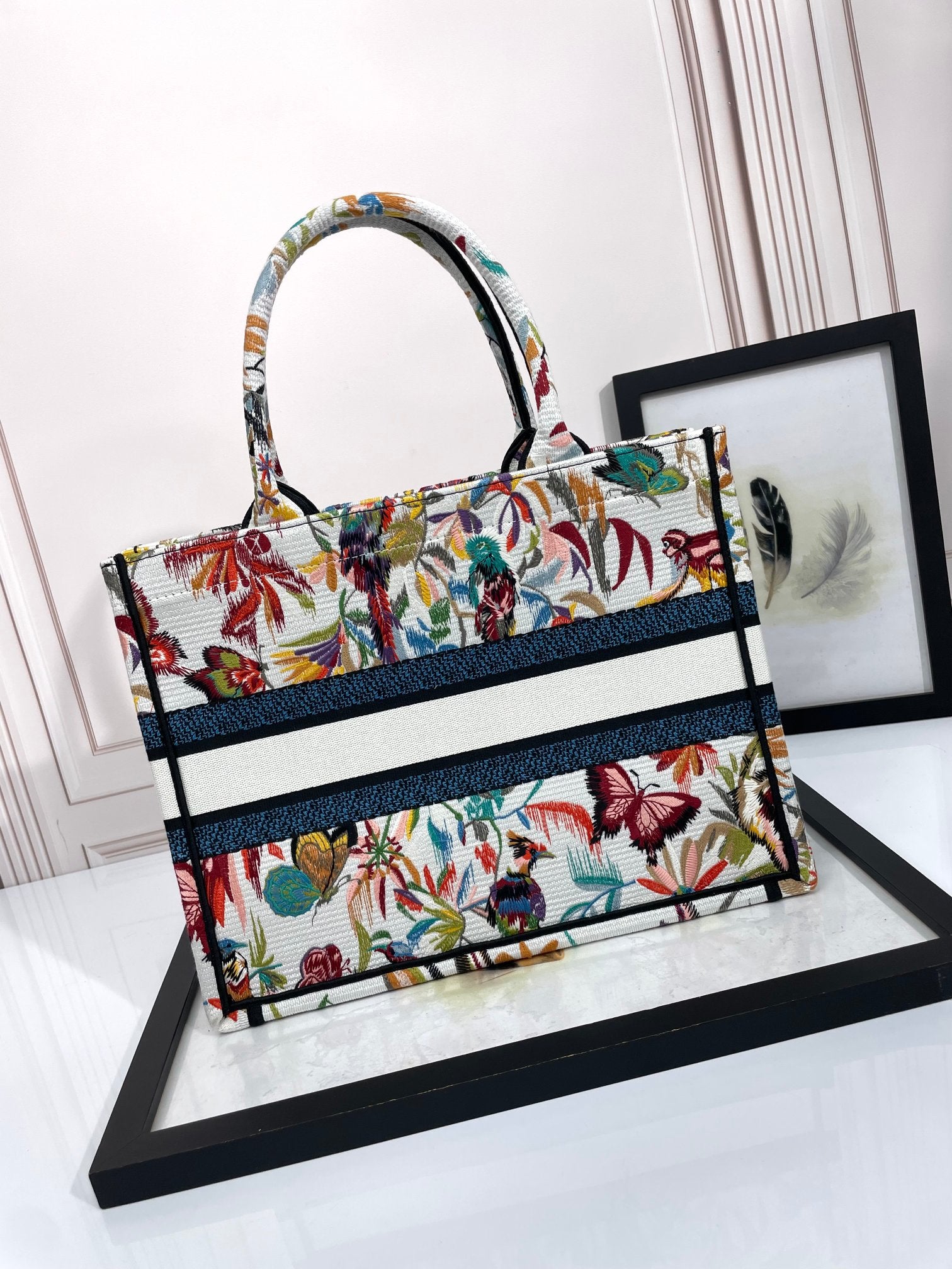 Christian Dior Medium Book Tote - Multicolor Jardin Botanique Embroidered Canvas