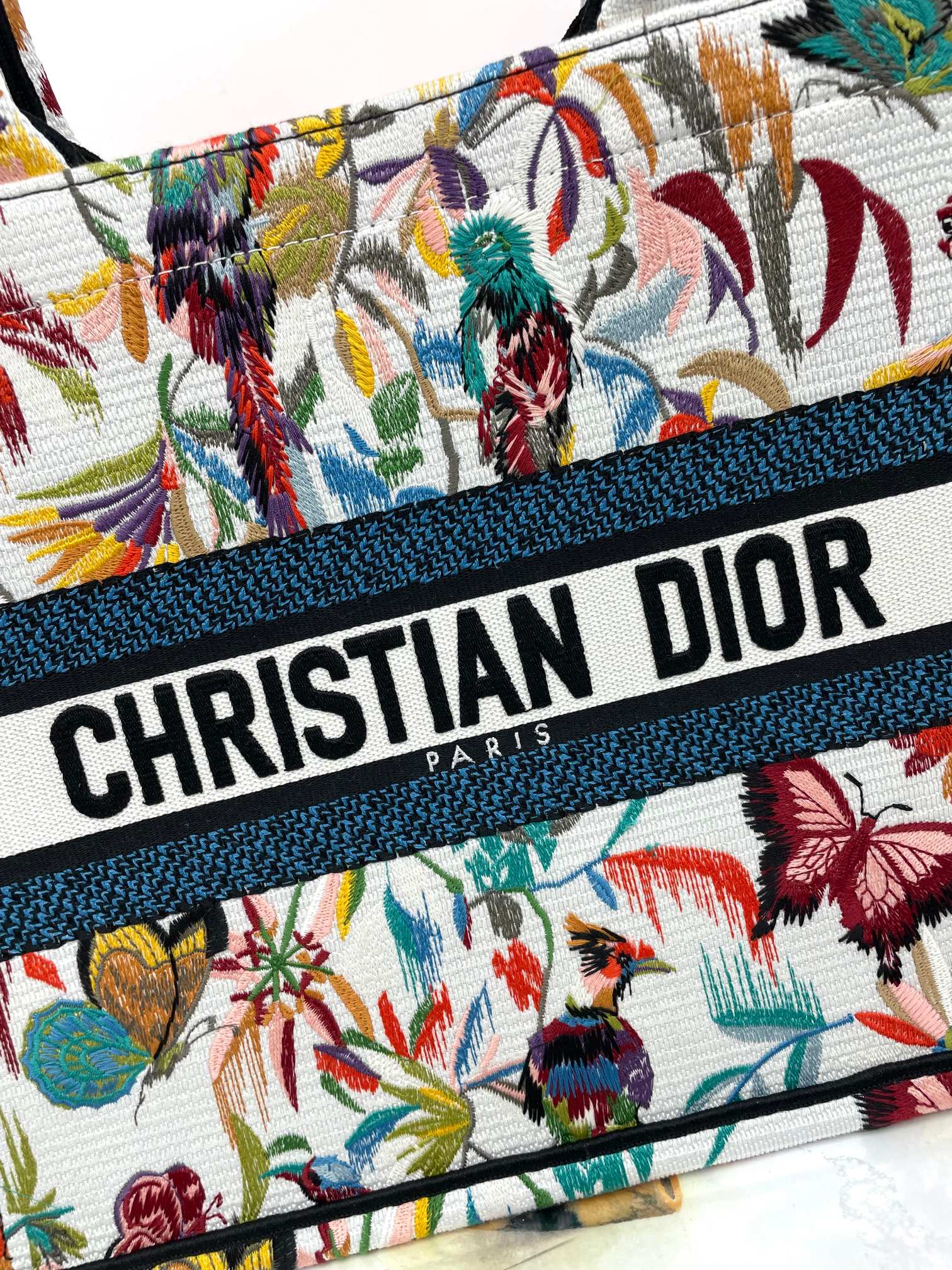 Christian Dior Medium Book Tote - Multicolor Jardin Botanique Embroidered Canvas