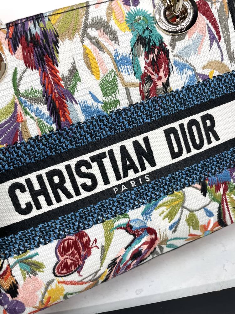 Dior Elegant Multicolor Floral Canvas Handbag with Matching Strap