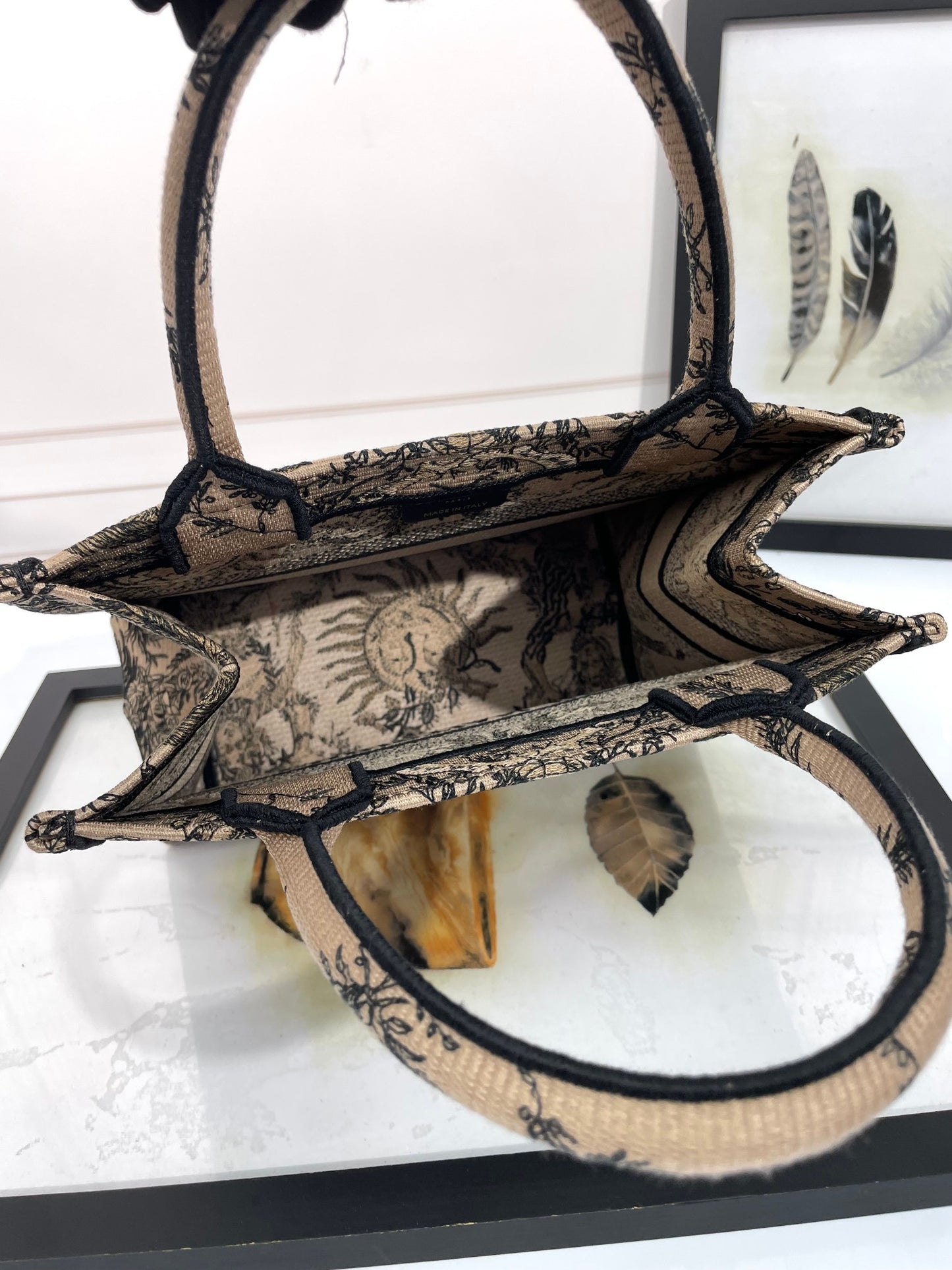 Christian Dior Book Tote Canvas Bag with Celestial Sun Motif