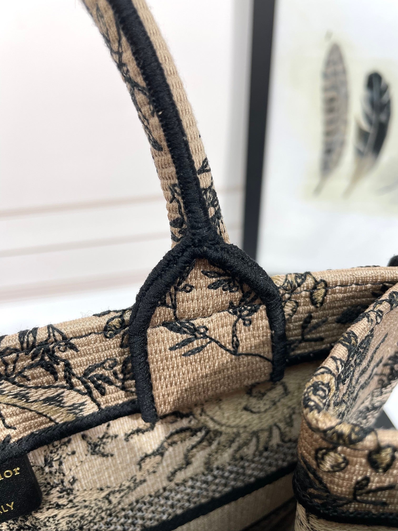 Dior Beige Vintage Celestial Sun Embroidered Canvas Tote Bag