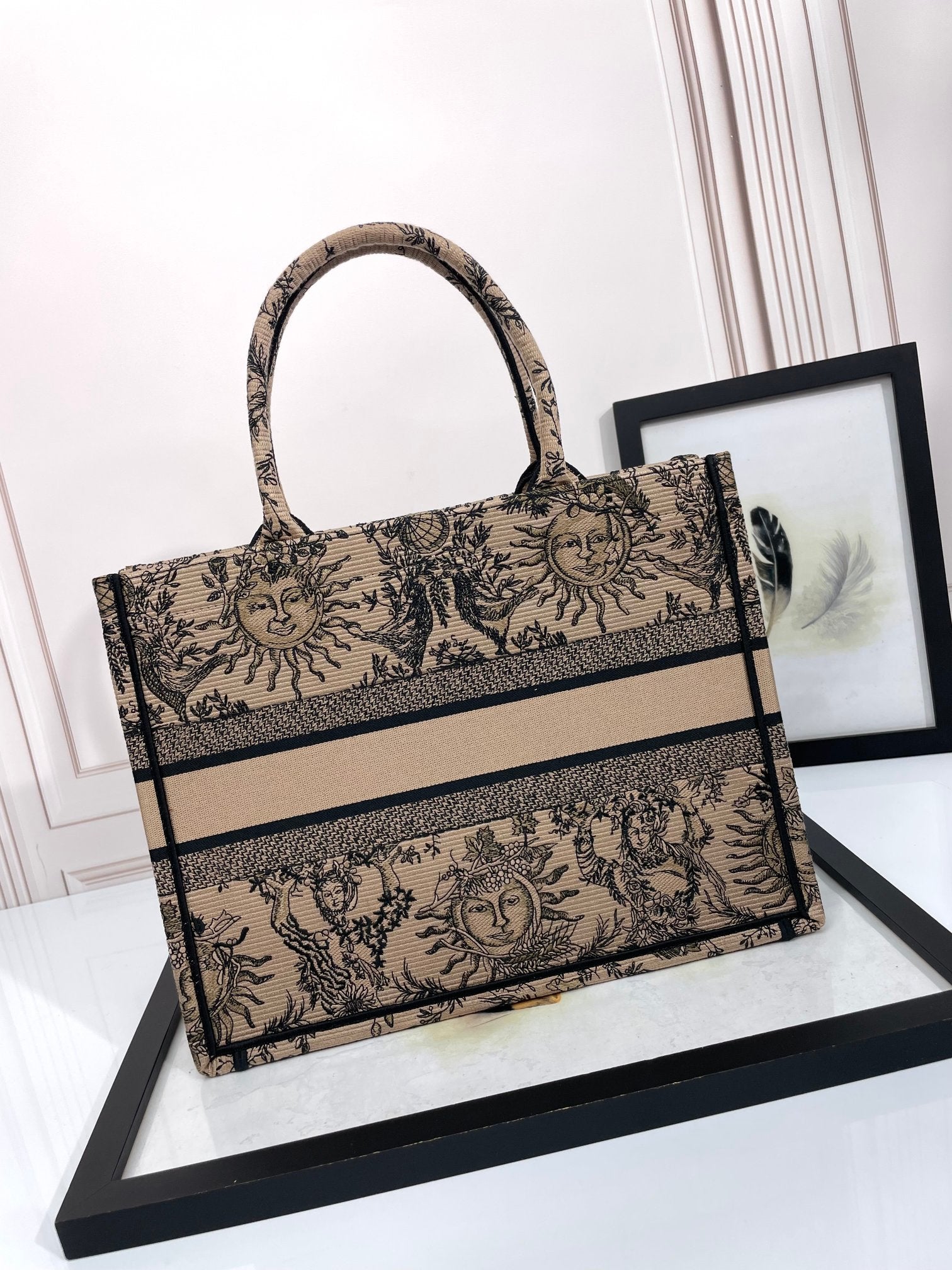 Christian Dior Medium Book Tote Bag with Celestial Sun Embroidery