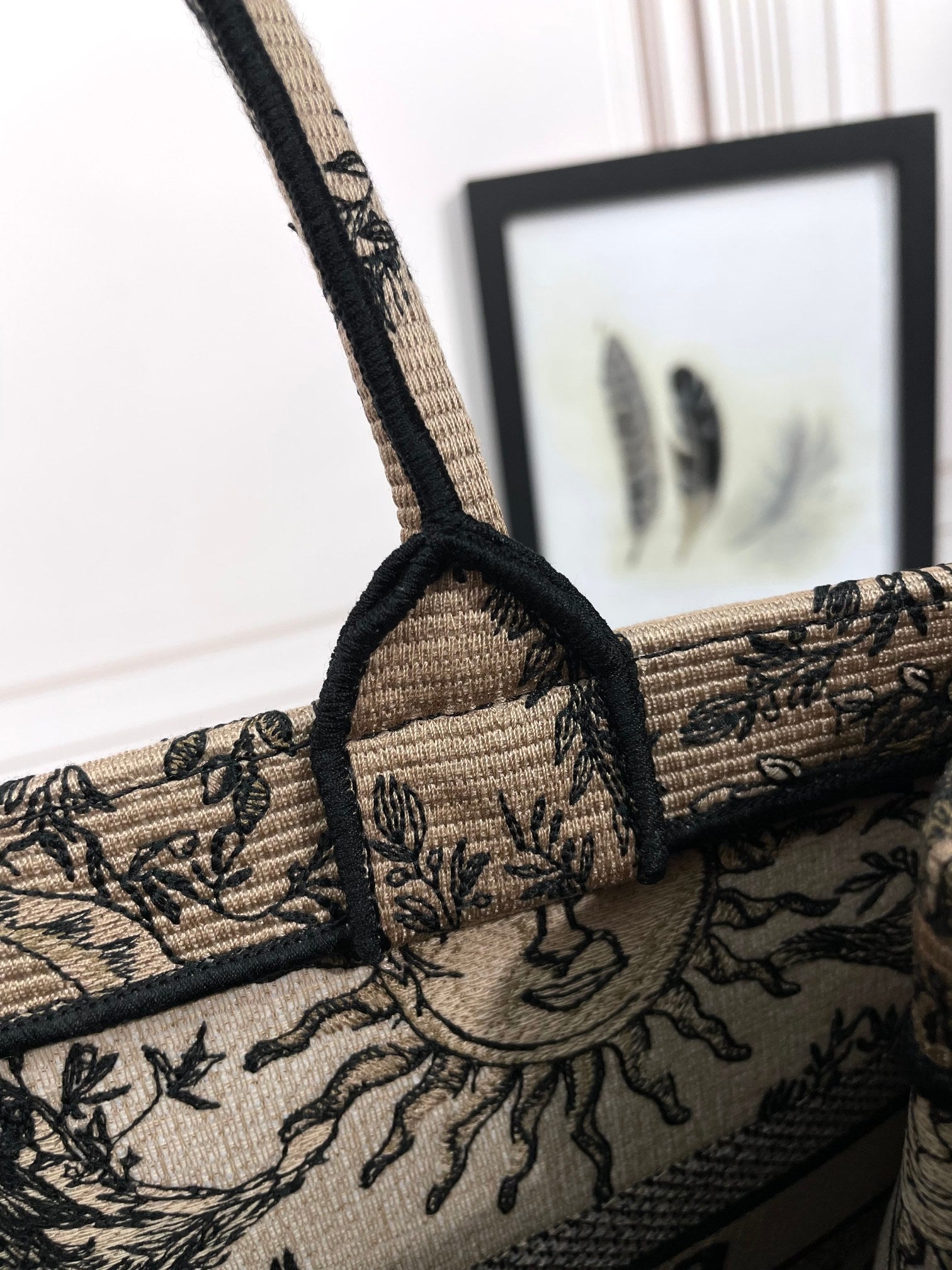 Dior Vintage Celestial Sun Embroidered Canvas Tote Bag