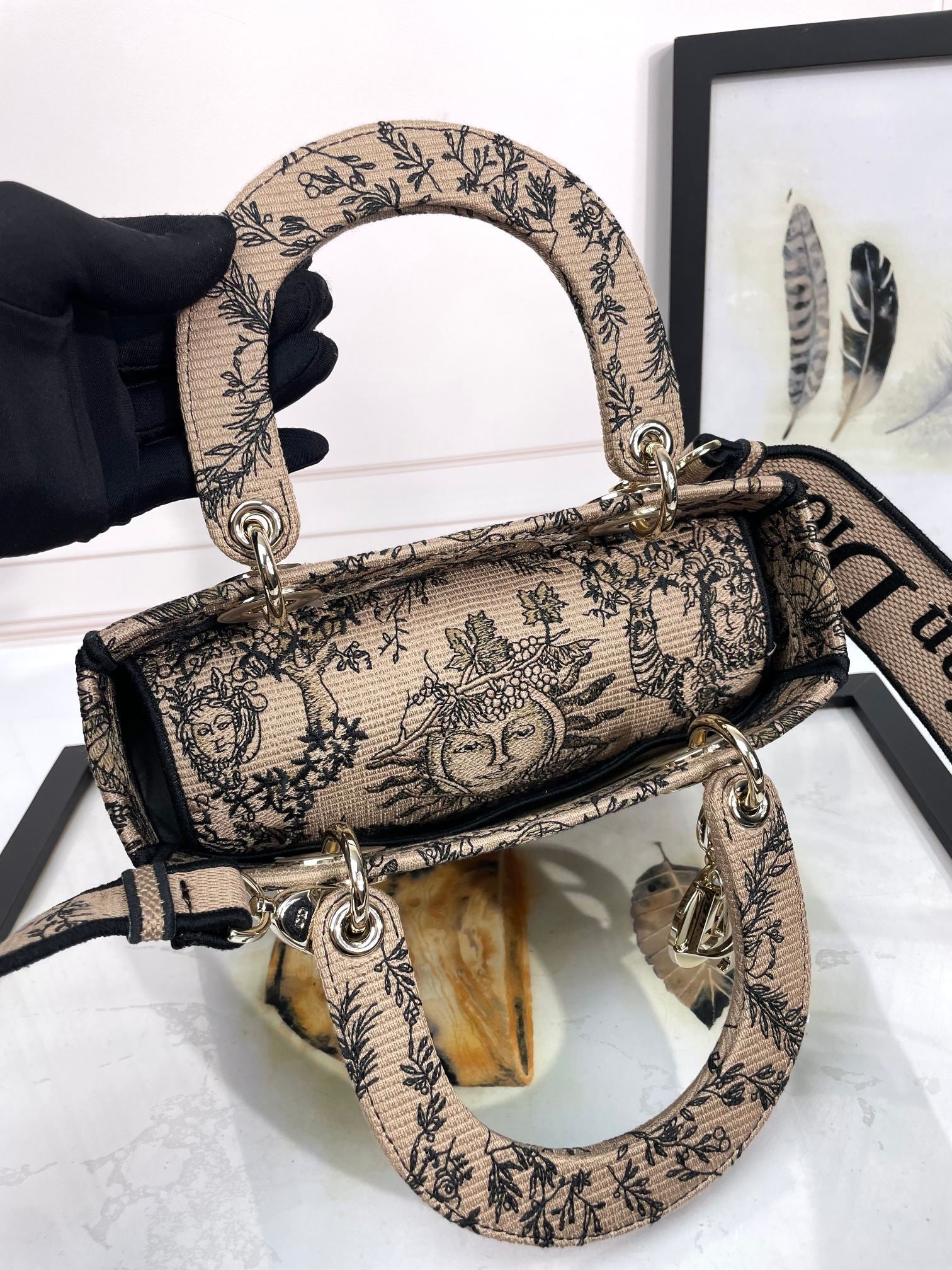 Dior Embroidered Canvas Handbag with Astrological Sun Pattern