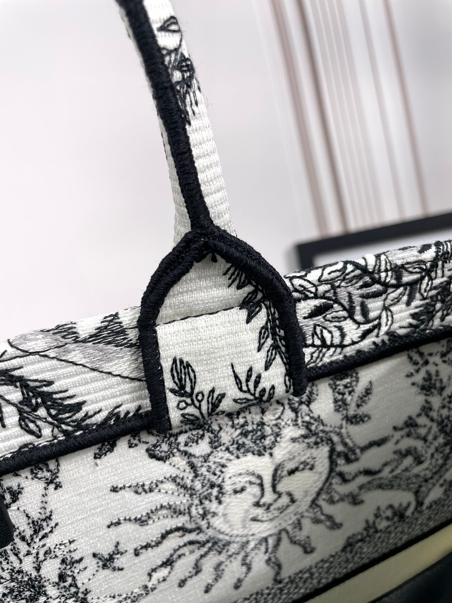 Christian Dior Book Tote Sun Print Canvas Handbag - Black & White
