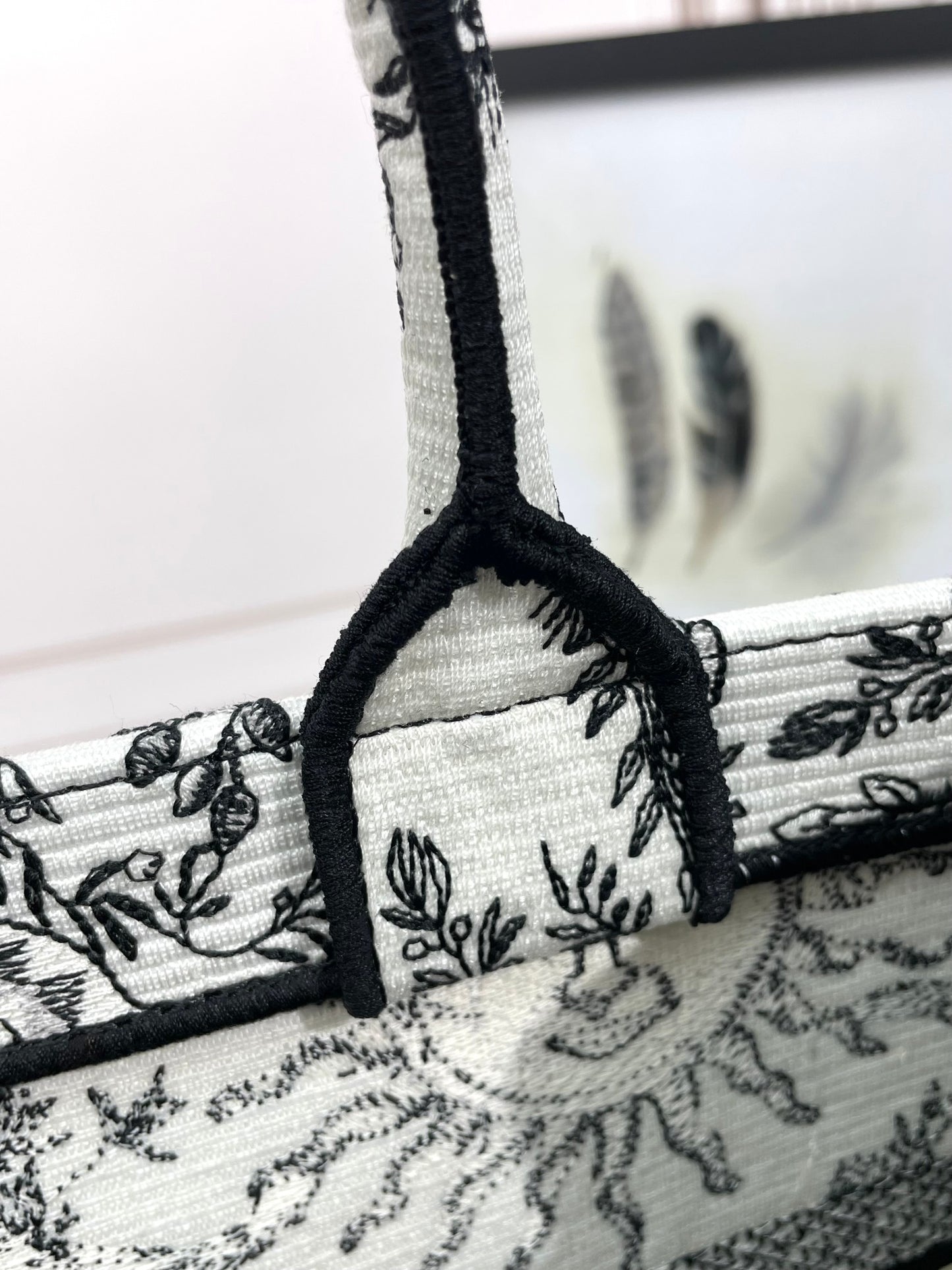 Christian Dior Medium Dior Book Tote - White and Black Zodiac Embroidery