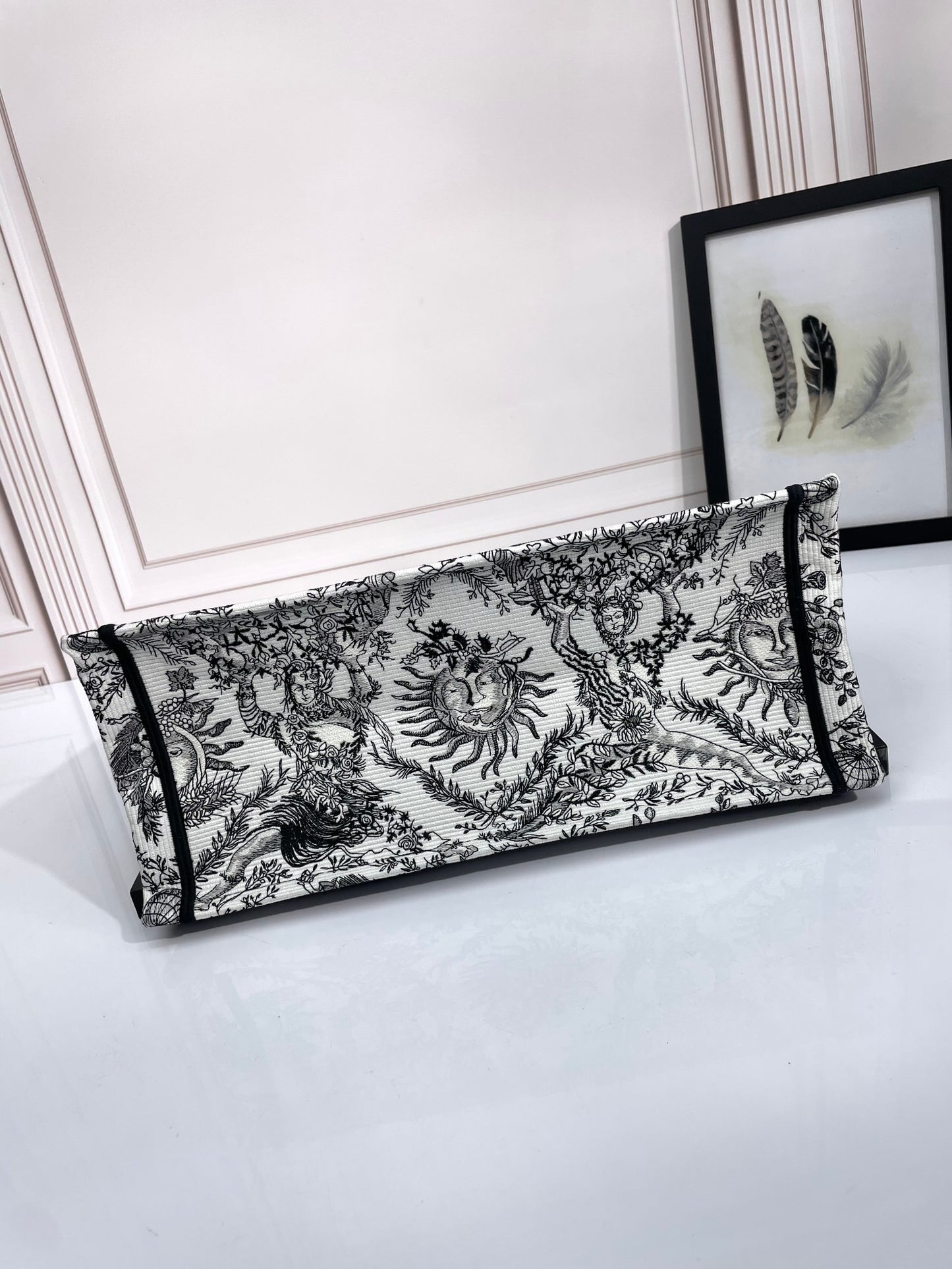 Dior Celestial Sun Embroidered Canvas Tote Bag Large Shoulder Handbag