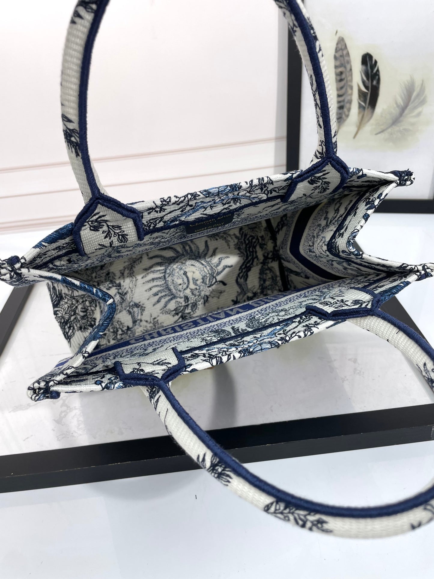 Dior Blue Celestial Sun Embroidered Canvas Tote Handbag