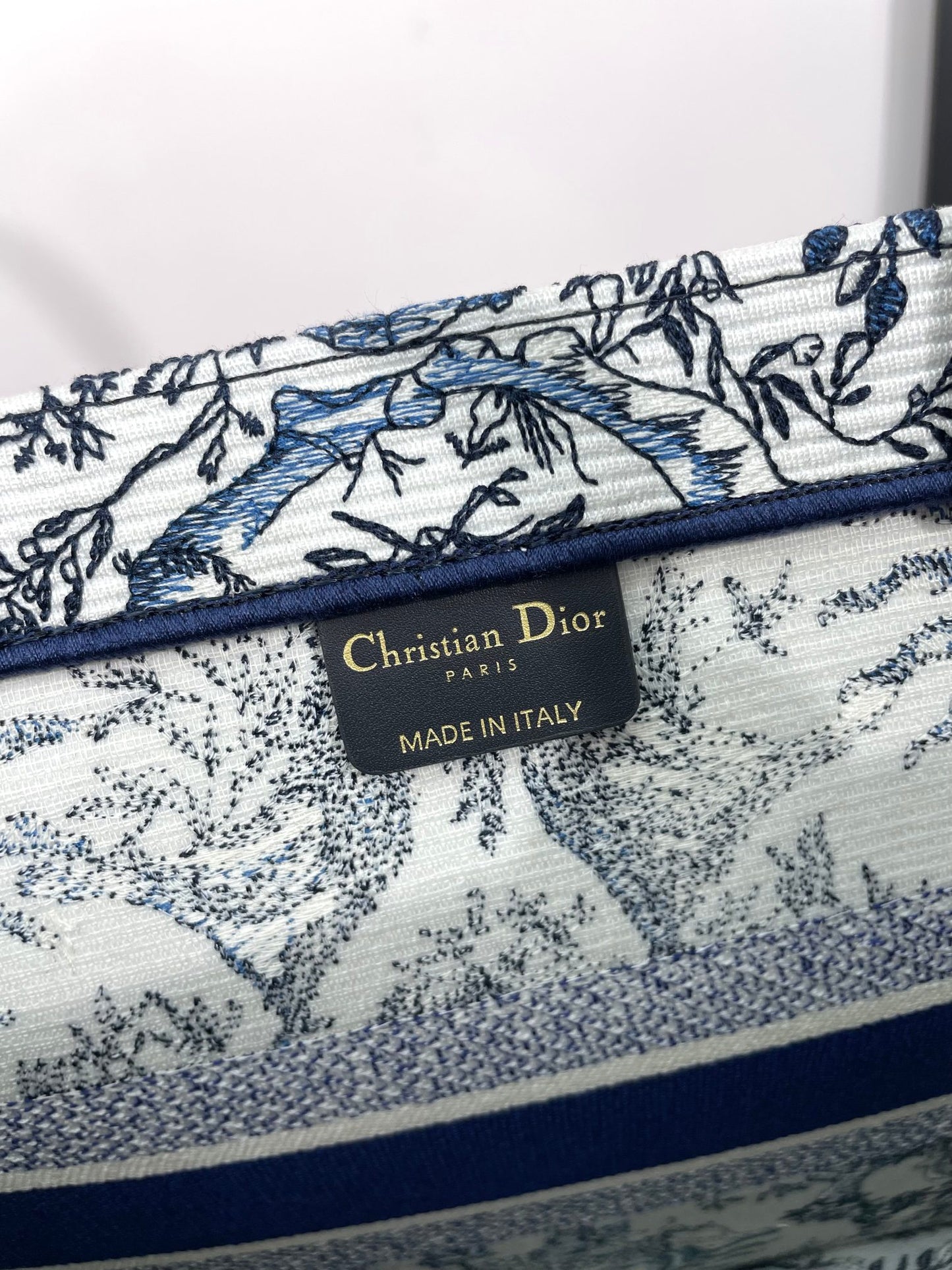 Christian Dior Medium Book Tote Bag with Blue Sun Embroidery