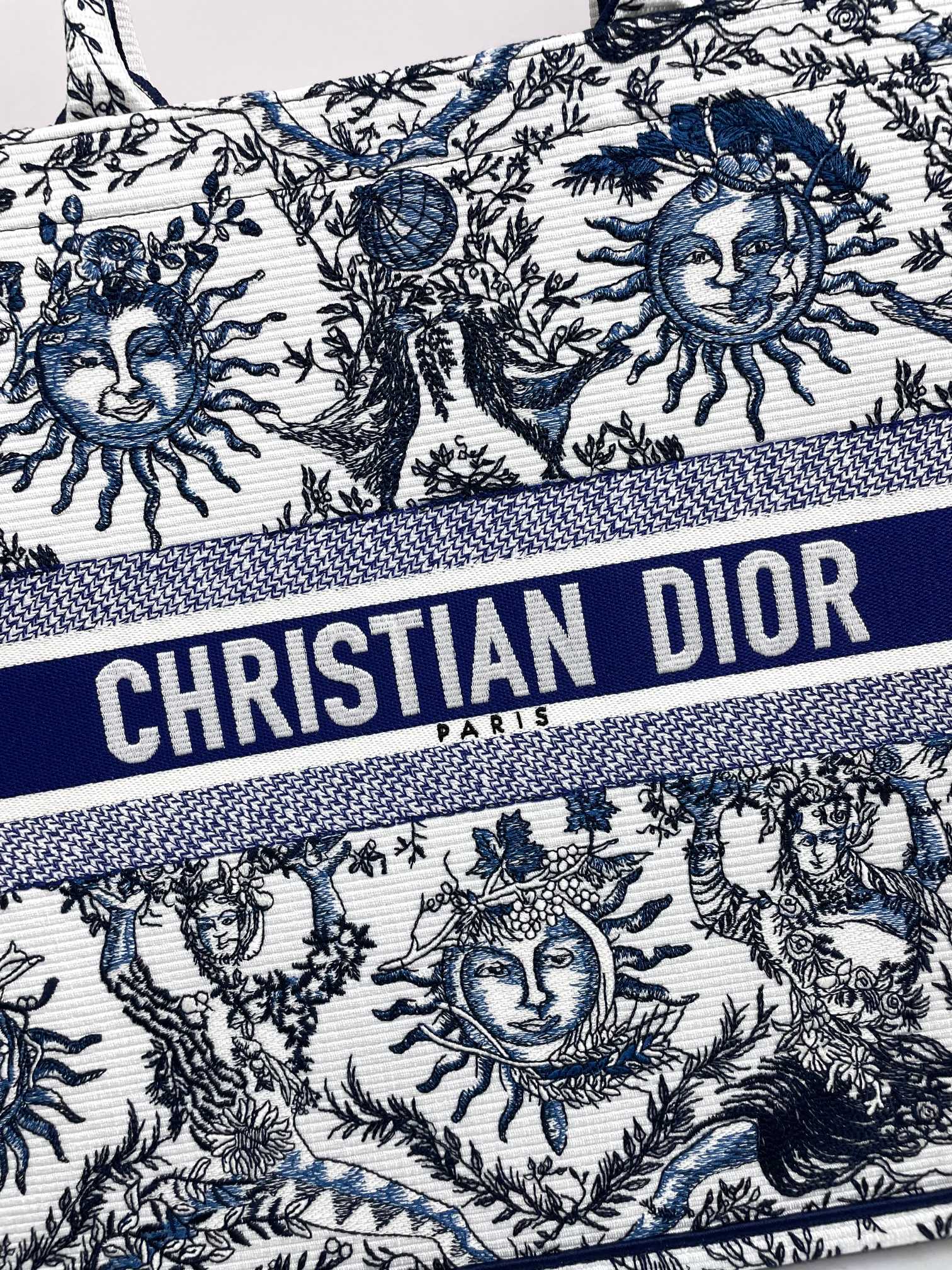Christian Dior Book Tote Blue Toile de Jouy Soleil Embroidery Bag