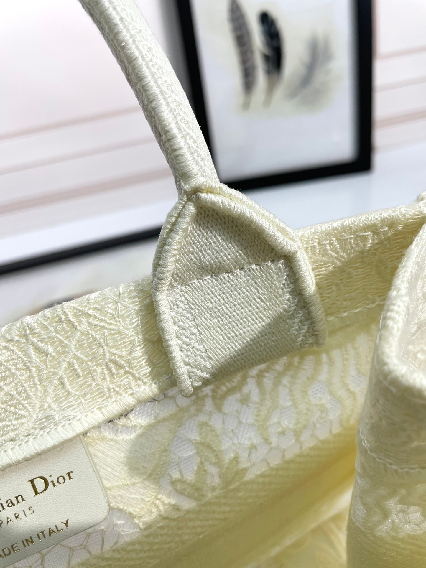 Christian Dior Medium Book Tote - Beige and White Toile de Jouy Canvas