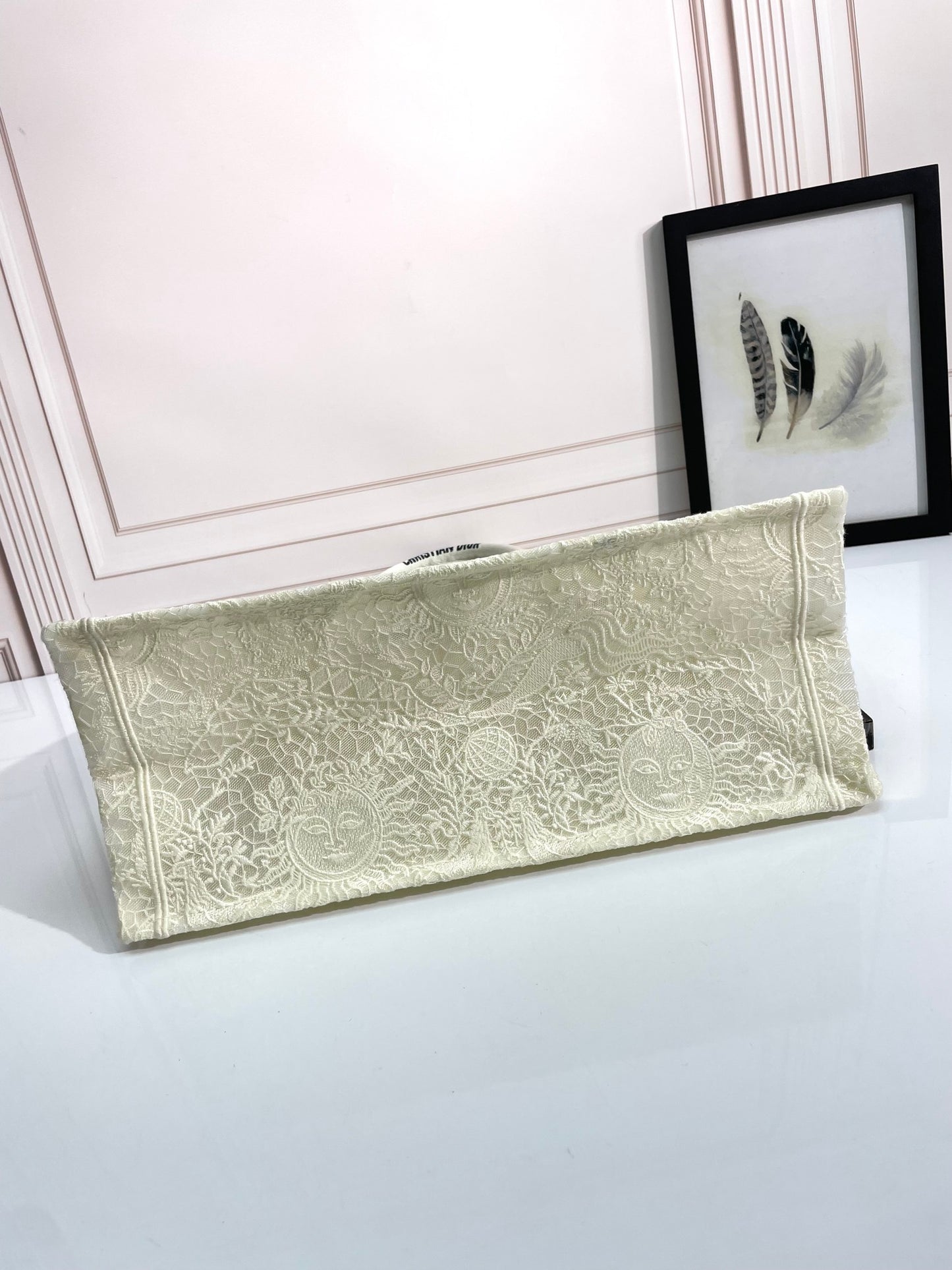 Christian Dior Large Book Tote Bag - Cream Embroidered Canvas