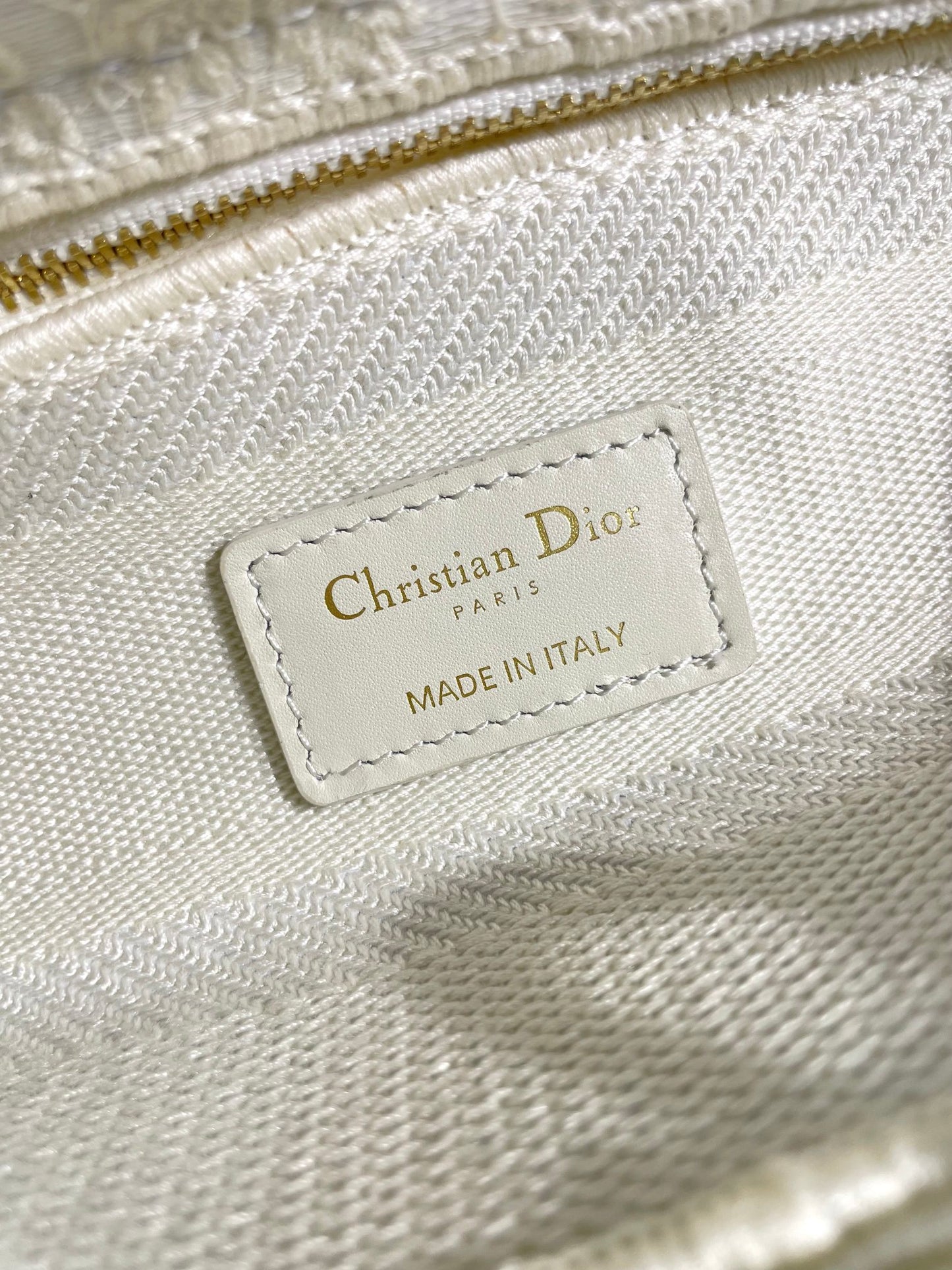 Christian Dior Lady D-Lite Embroidered Handbag - White Luxury Canvas Bag with Shoulder Strap
