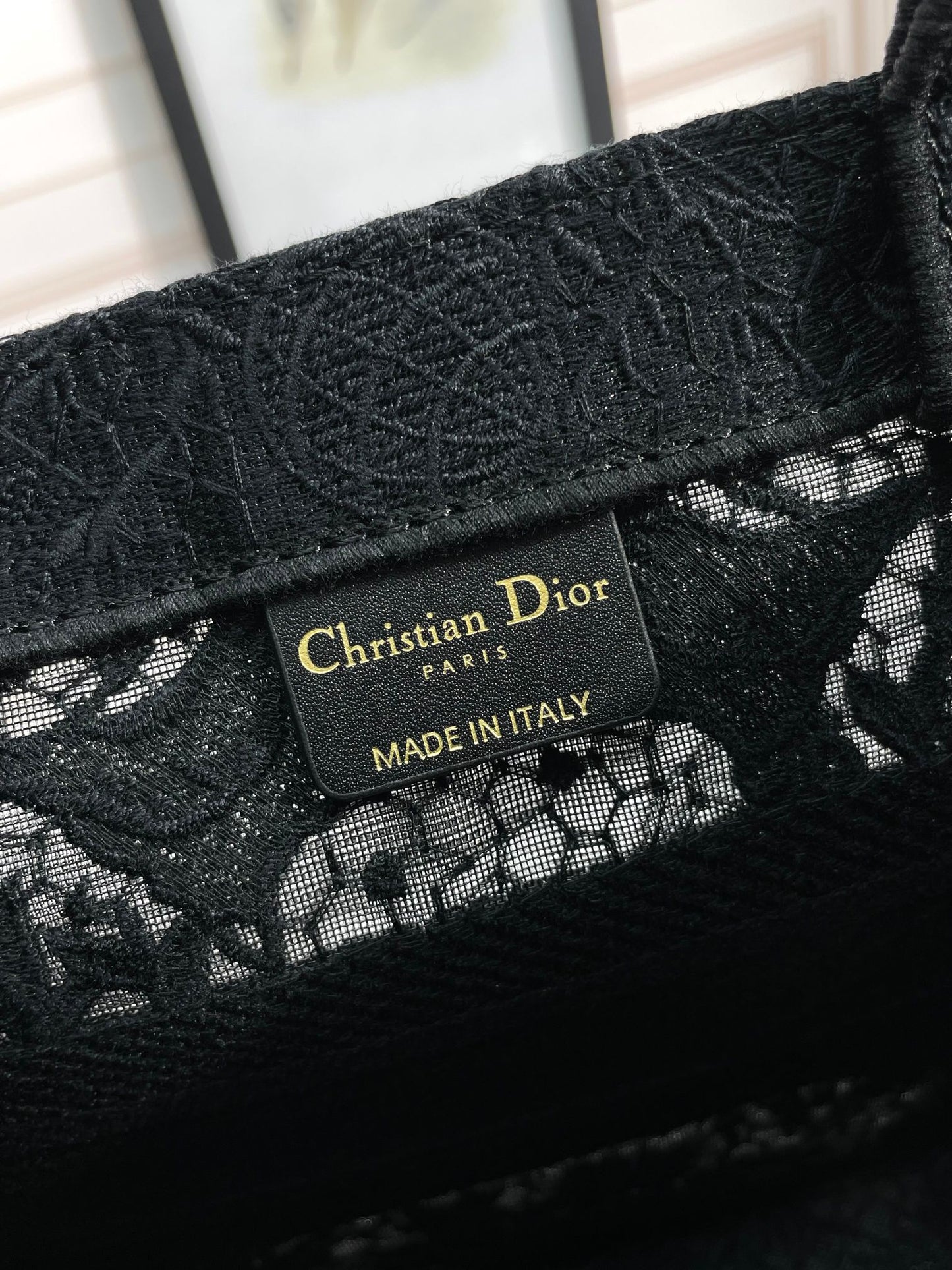 Christian Dior Book Tote - Black Toile de Jouy Reverse Embroidery - Medium