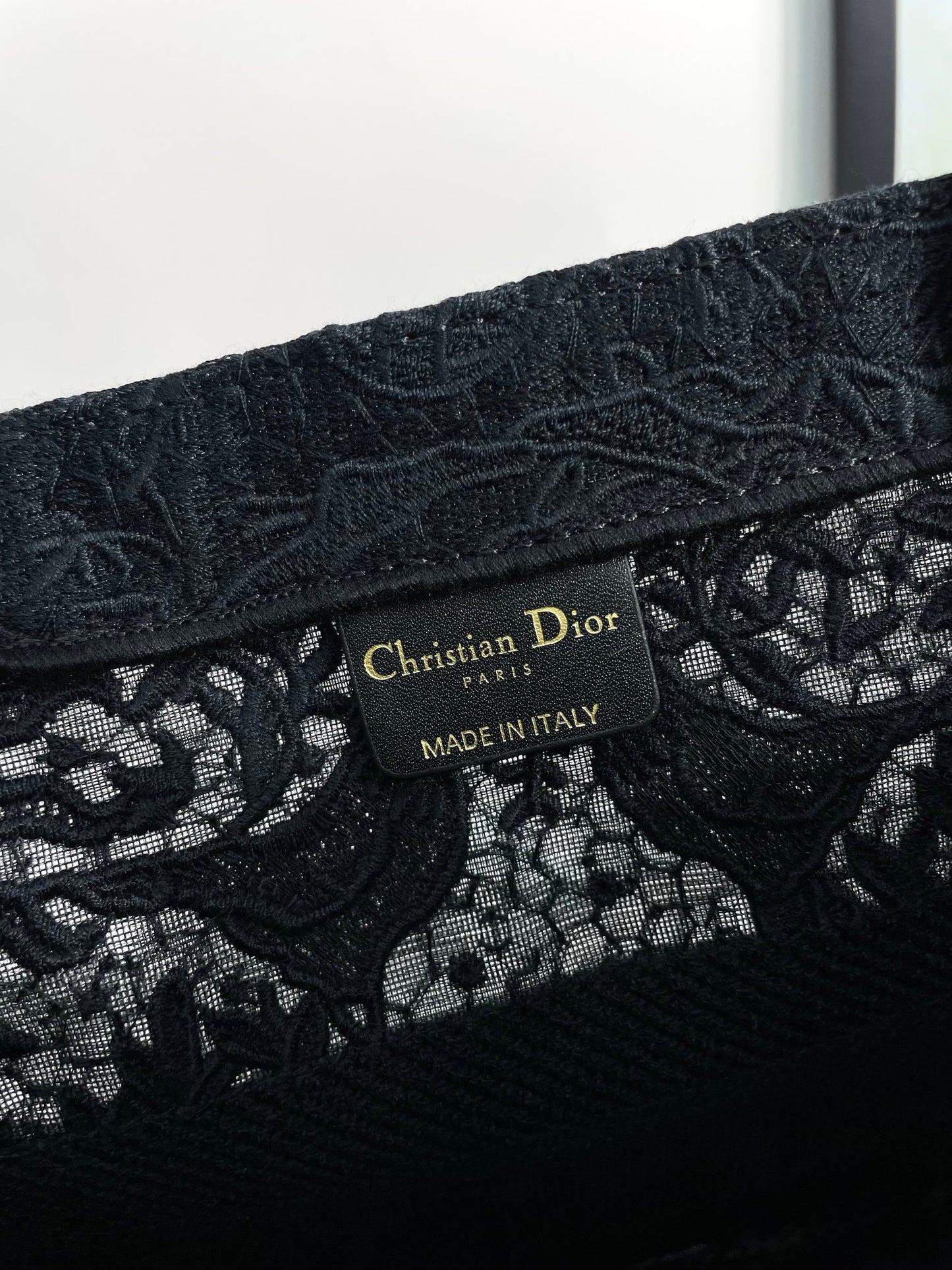 Christian Dior Small Book Tote - Black Embroidered Canvas