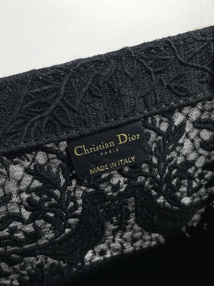 Christian Dior Black Embroidered Book Tote Bag