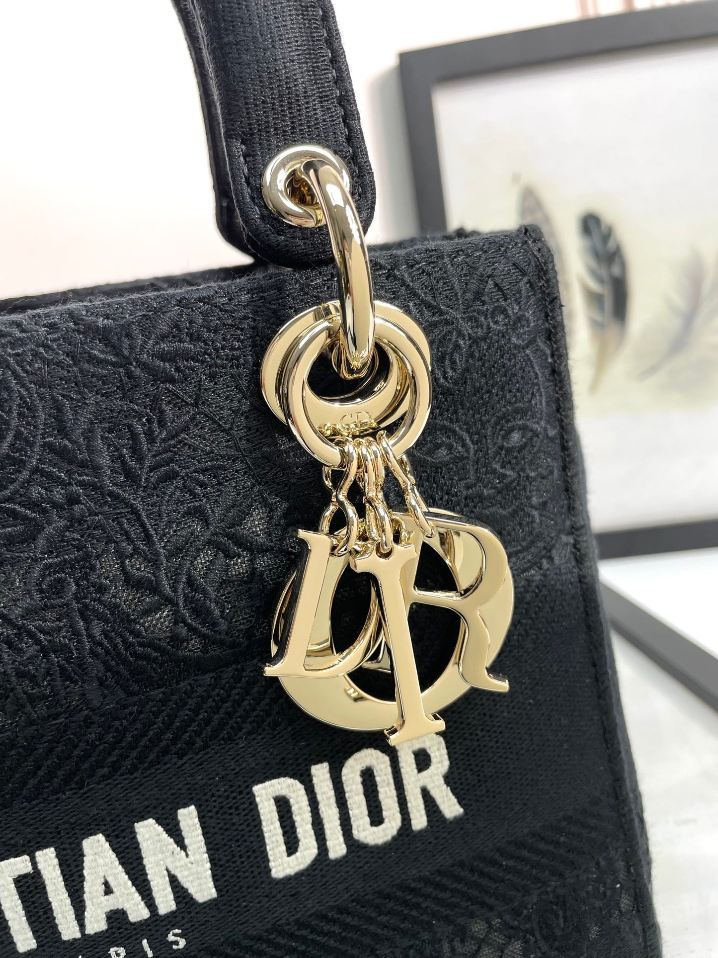 Christian Dior Lady D-Lite Medium Bag Black Cannage Embroidery