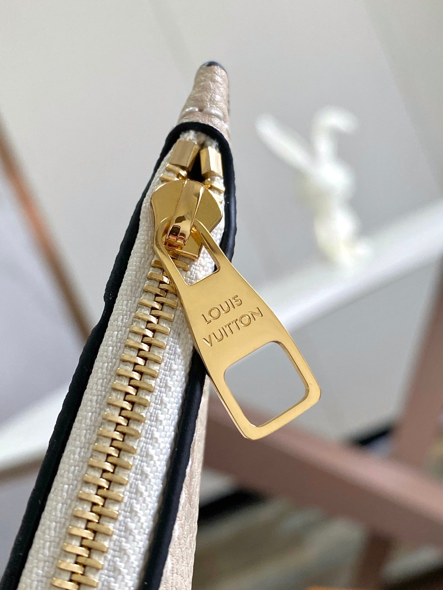 Louis Vuitton Cream Embossed Leather Hobo Shoulder Bag with Gold Hardware