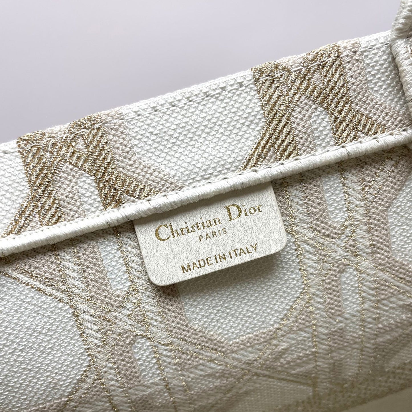 Christian Dior Medium Book Tote - Beige Embroidered Cannage Canvas