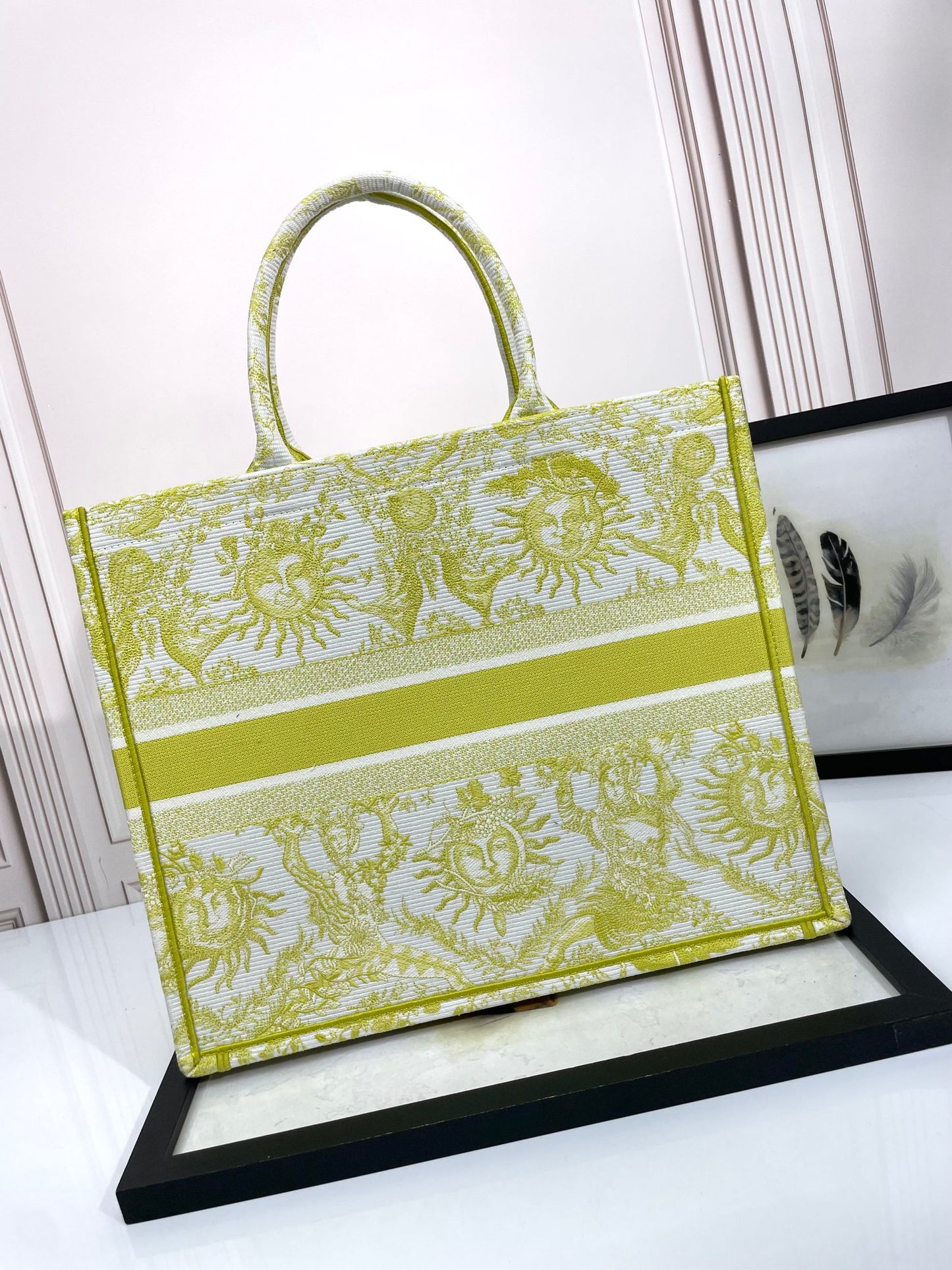 Christian Dior Large Book Tote - Yellow & White Zodiac Embroidery