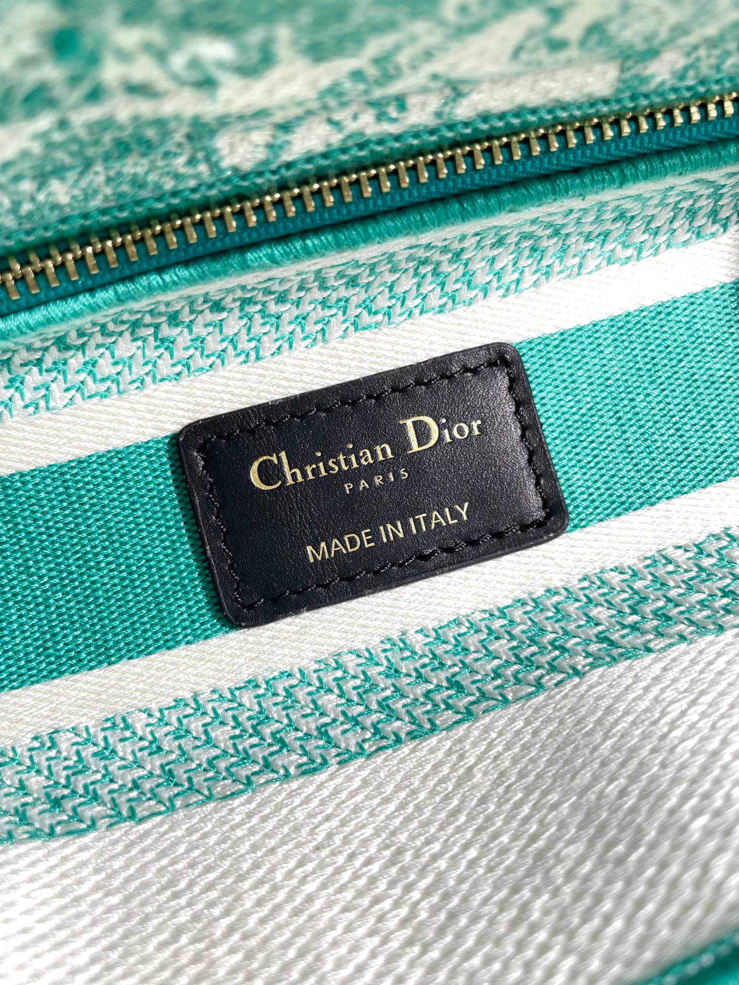 Dior Vintage Green Floral Embroidered Canvas Top Handle Handbag