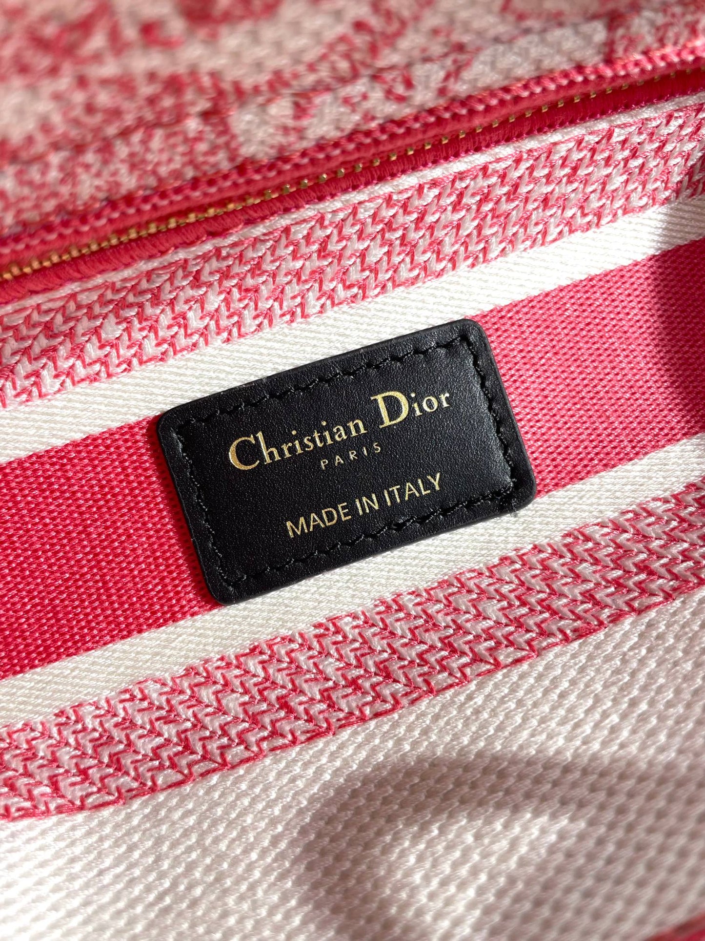 Dior Pink Floral Embroidered Canvas Top Handle Handbag with Strap