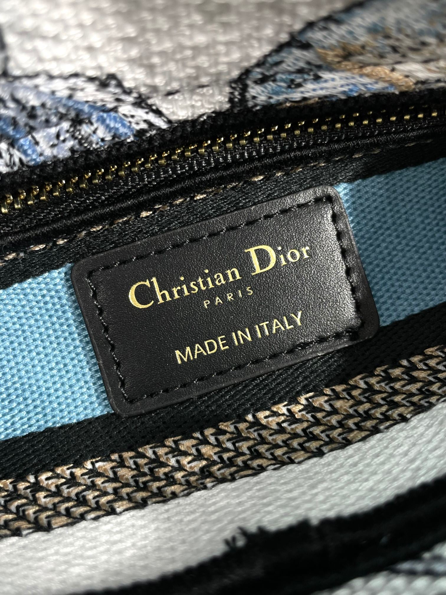 Dior Blue and White Butterfly Embroidered Canvas Mini Handbag