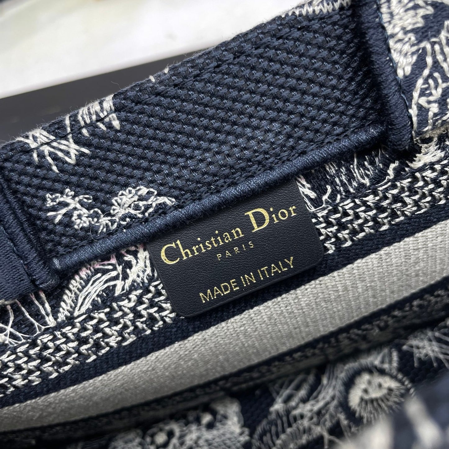 Dior Embroidered Floral Canvas Mini Tote Bag with Adjustable Crossbody Strap