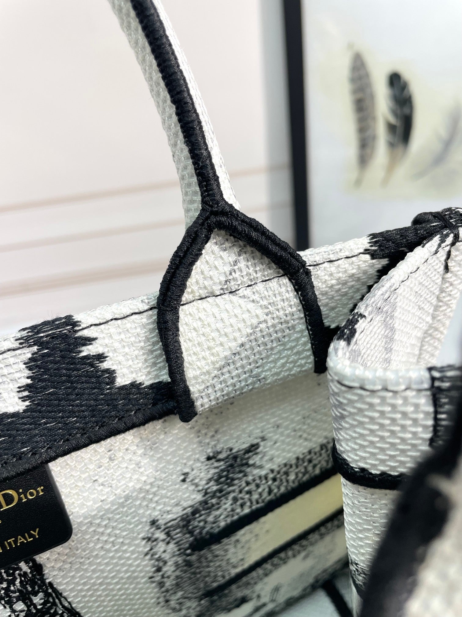 Dior Classic Black and White Paris Eiffel Tower Canvas Tote Bag