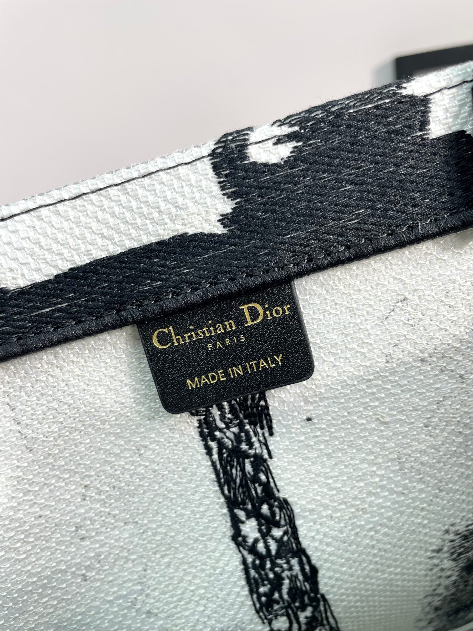 Dior Classic Black and White Paris Eiffel Tower Canvas Tote Bag