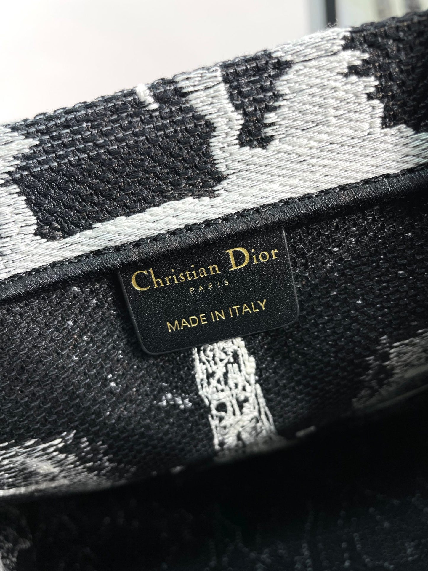 Christian Dior Medium Book Tote - Black and White Plan de Paris Embroidery Canvas Handbag