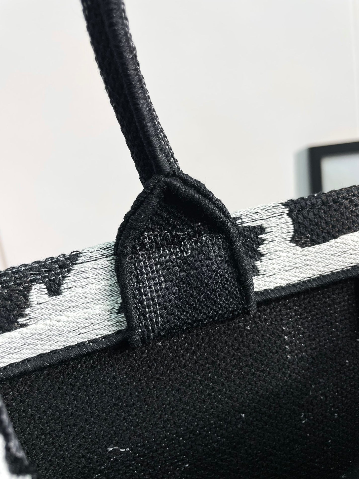 Dior Black and White Eiffel Tower Graphic Print Large Canvas Tote Bag