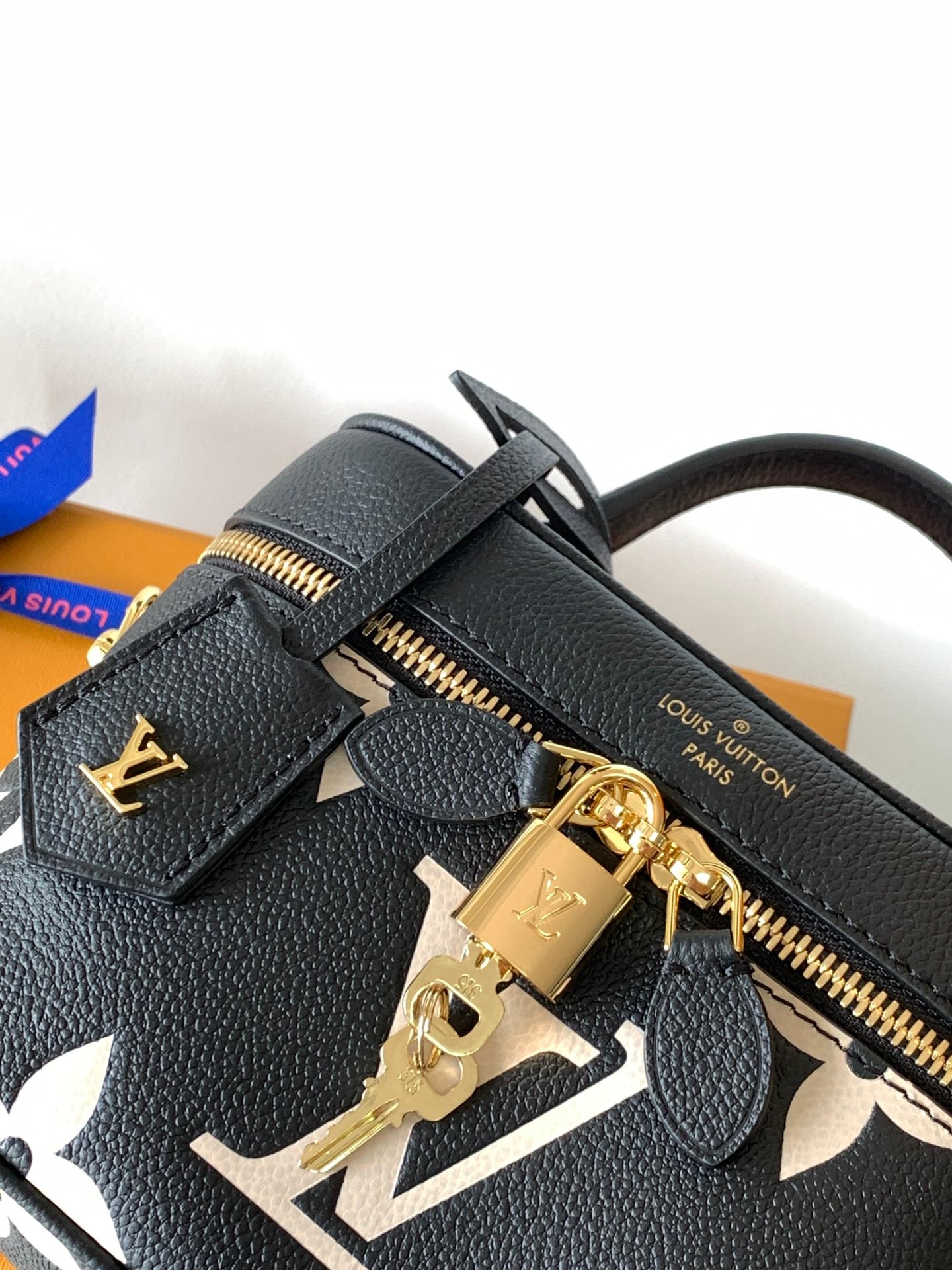 Louis Vuitton Classic Black Monogram Leather Vanity Case Bag with Gold Hardware