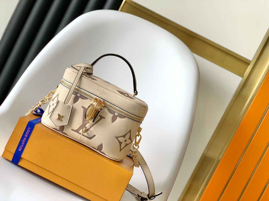 Louis Vuitton Cream Monogram Leather Vanity Case Crossbody Bag with Top Handle