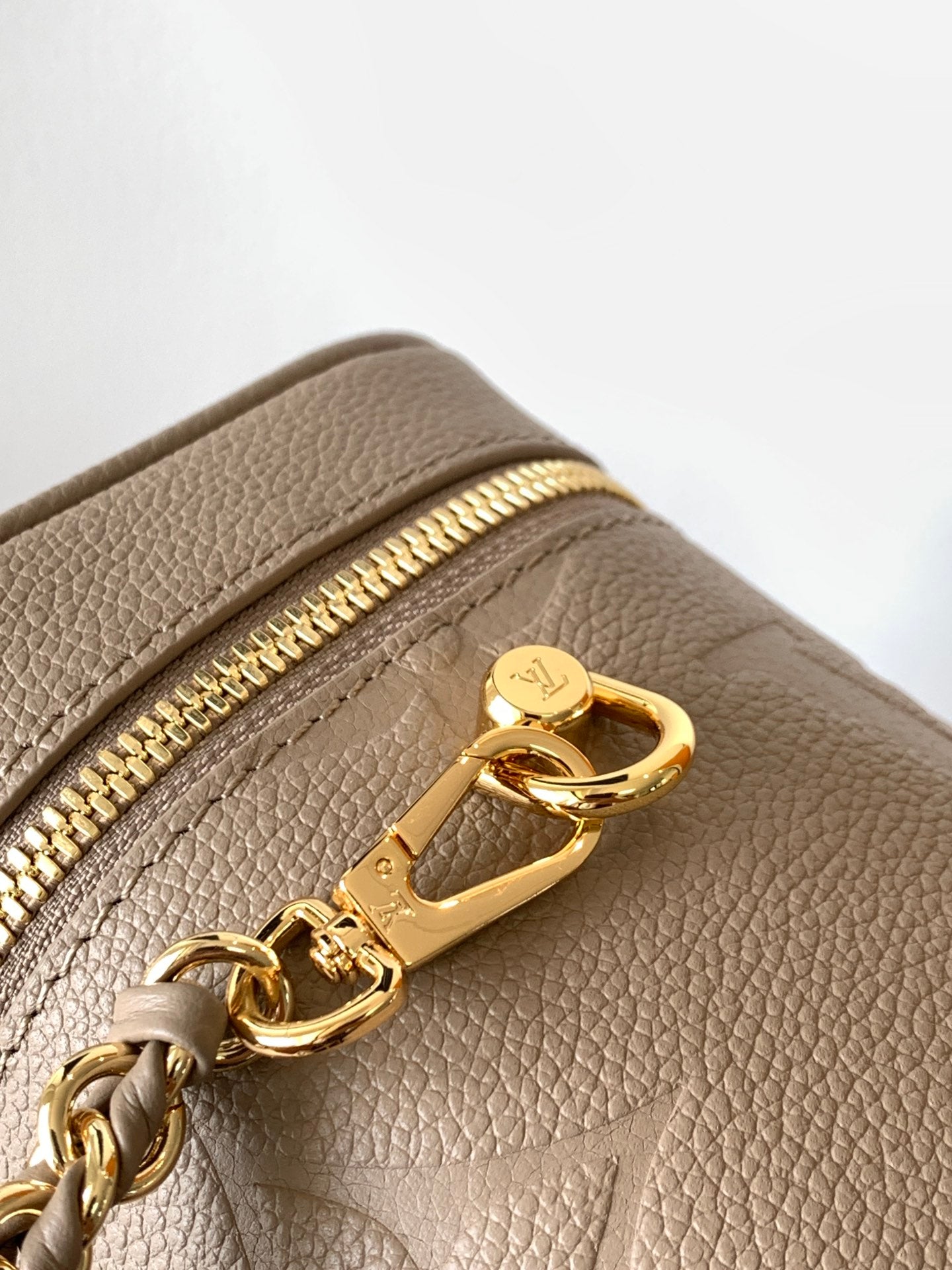 Louis Vuitton Taupe Embossed Leather Vanity Case Bag with Top Handle