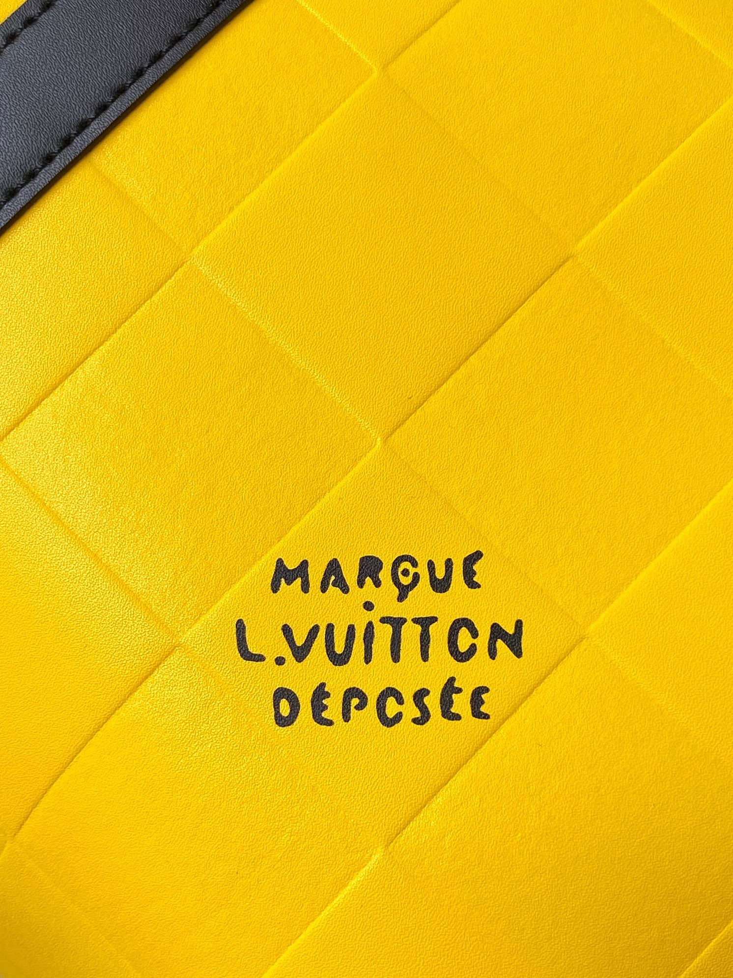 Louis Vuitton Yellow Checkered Weekender Duffle Bag with Black Leather Straps