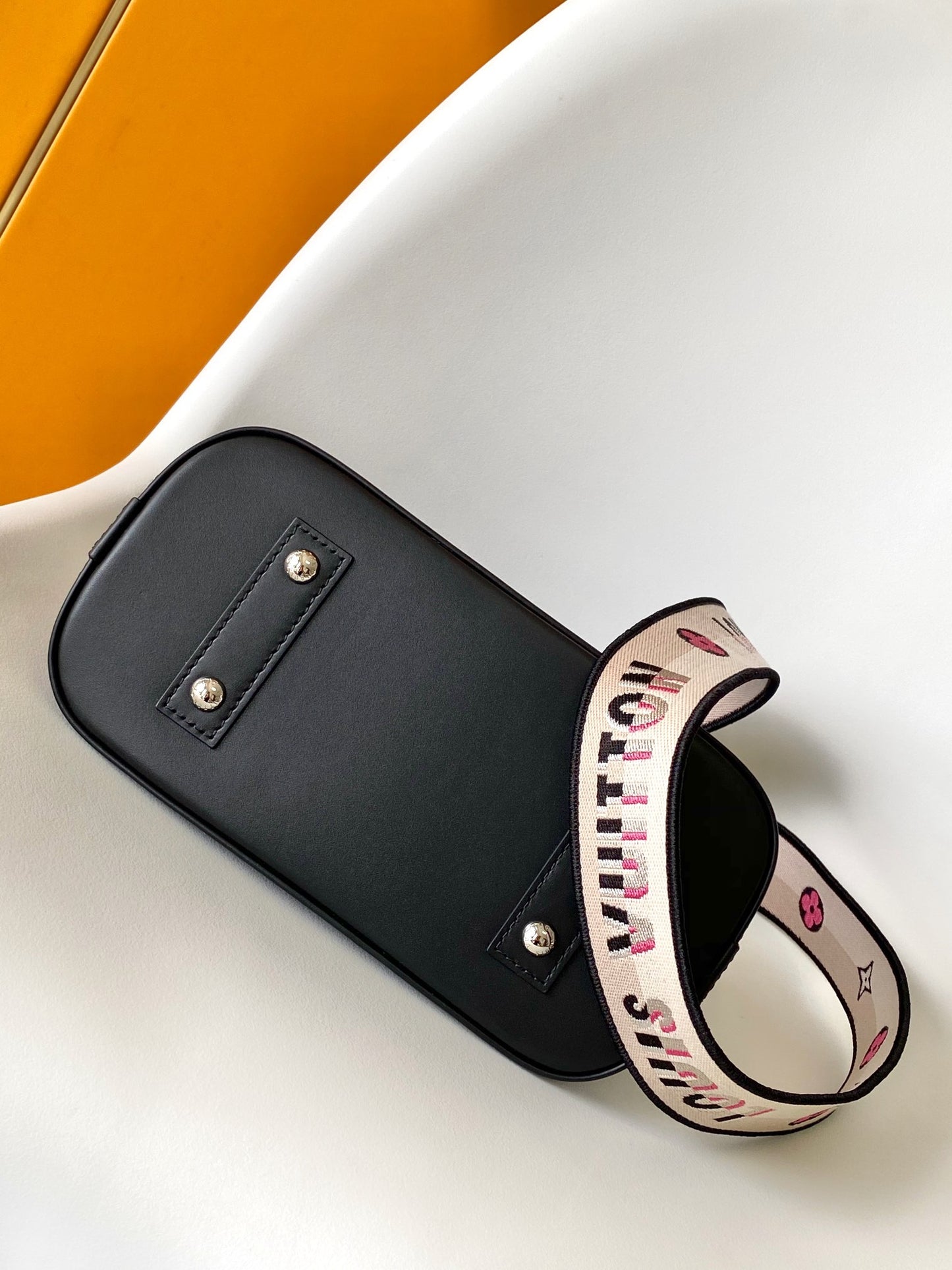 Louis Vuitton Black Textured Leather Dome Handbag with Wide Shoulder Strap