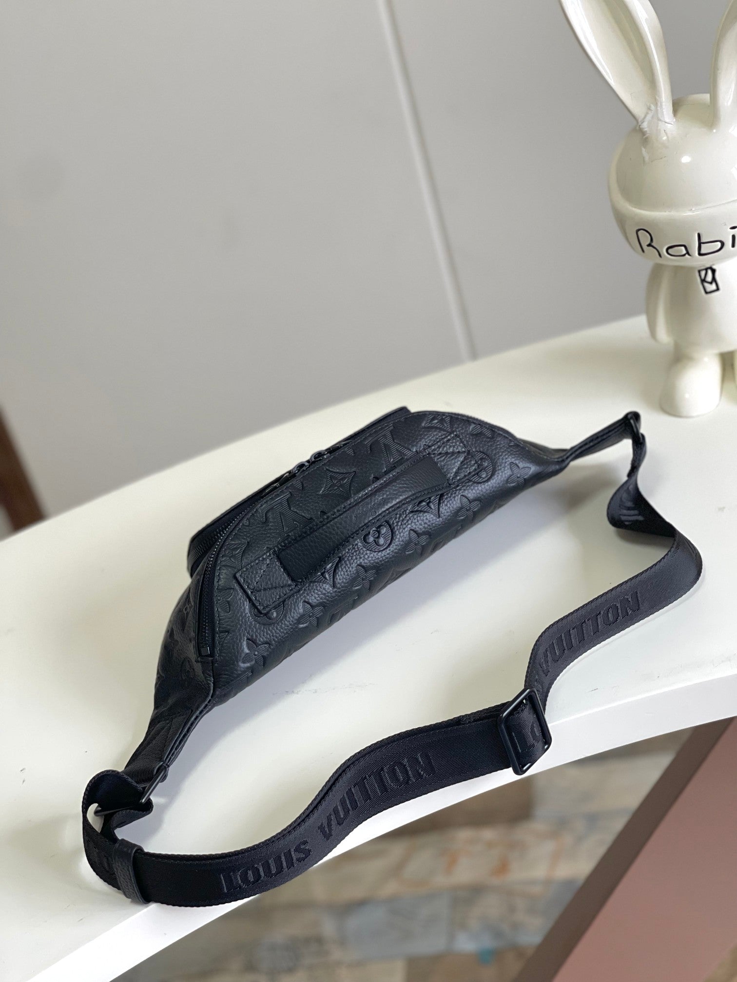Louis Vuitton Black Embossed Monogram Leather Waist Bag Fanny Pack