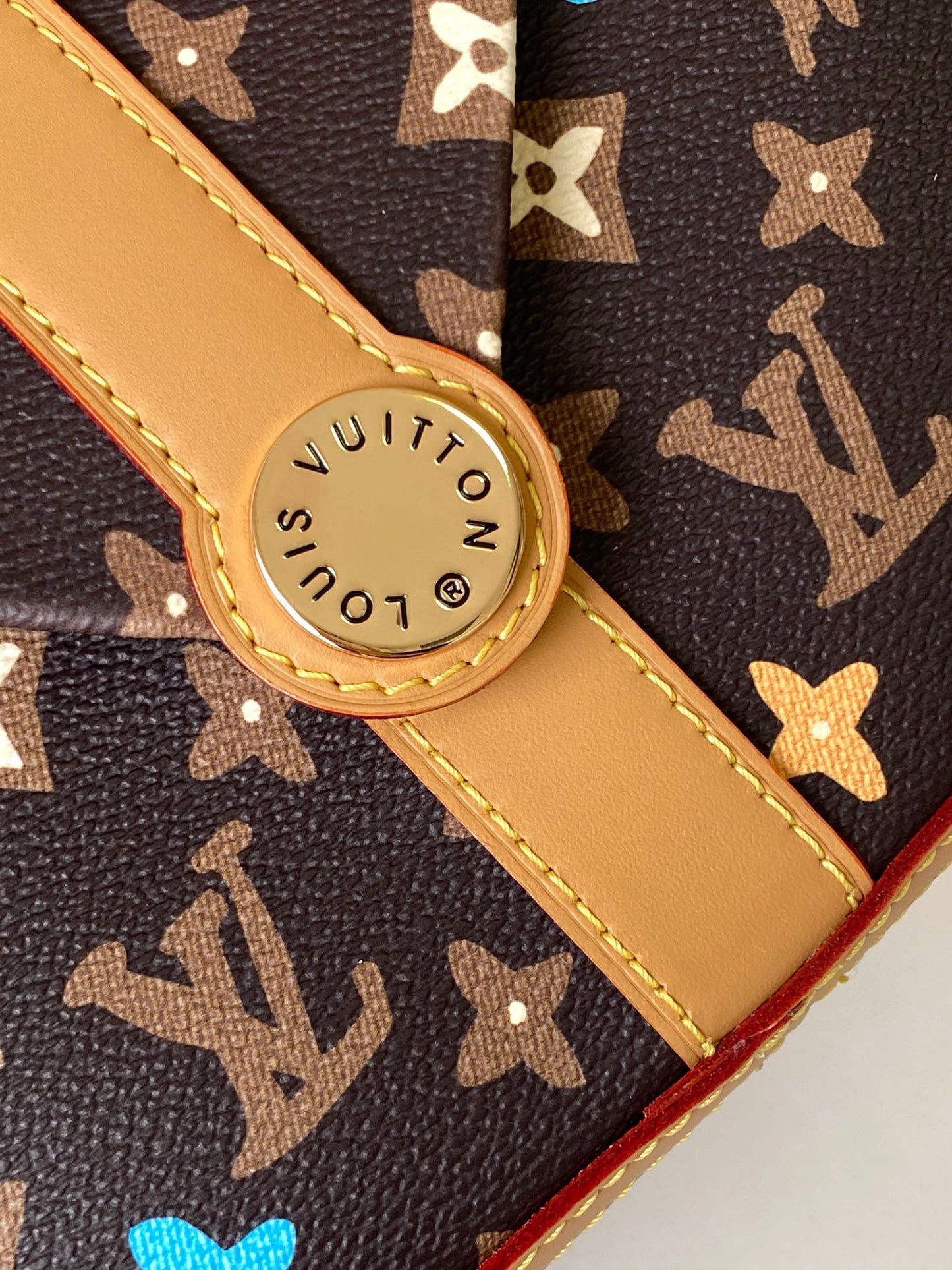 Louis Vuitton Multicolor Monogram Brown Camera Crossbody Bag with Tan Leather Trim