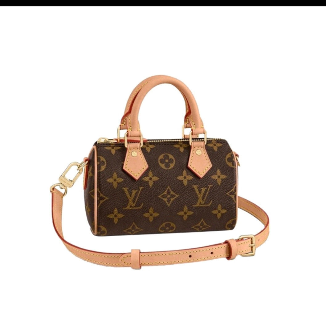 Louis Vuitton Classic Monogram Mini Crossbody Duffle Bag with Leather Trim