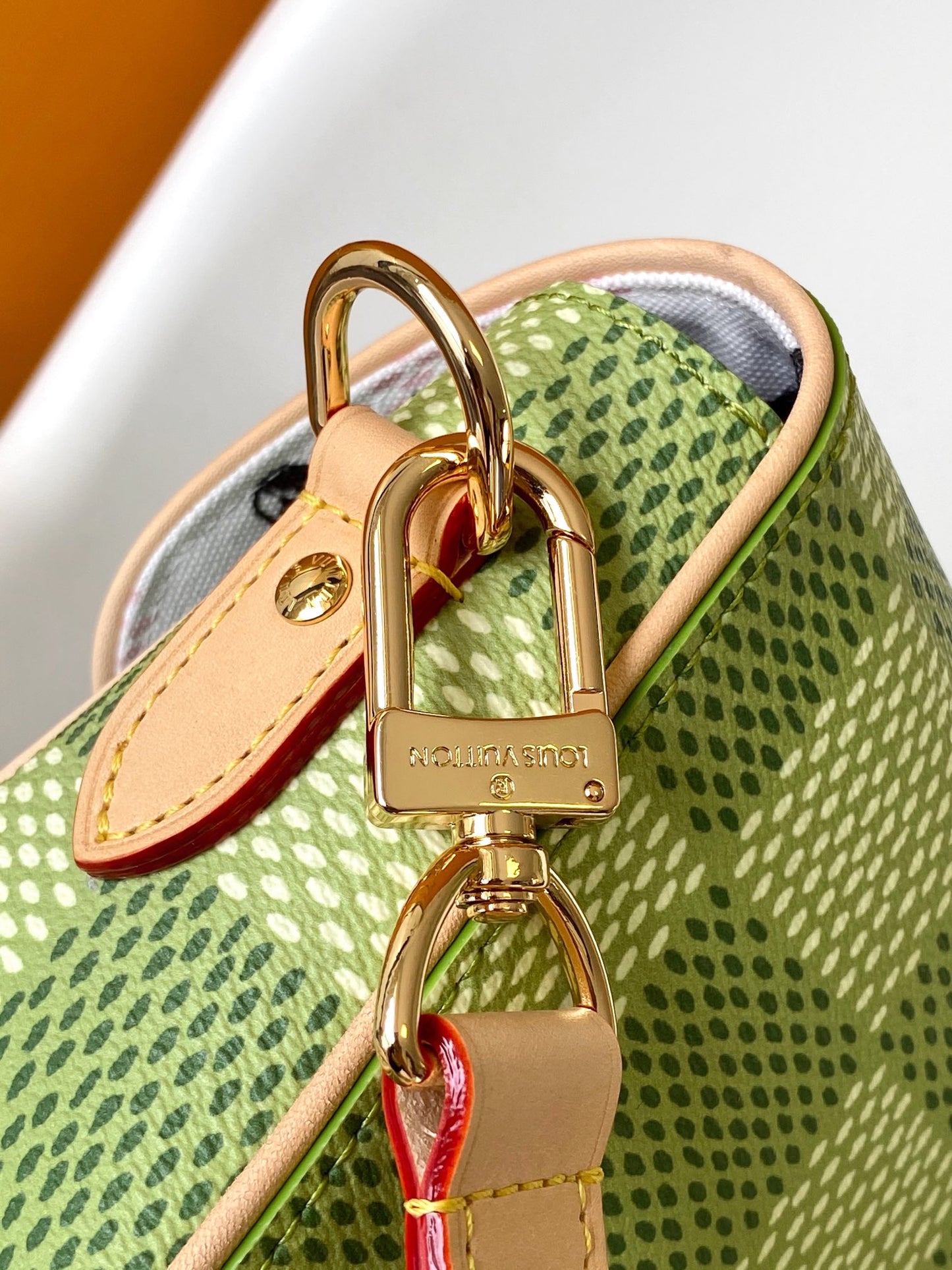 Louis Vuitton Green Checkered Canvas Mini Saddle Bag with Leather Strap