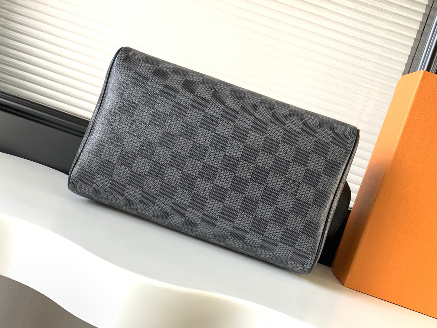 Louis Vuitton Grey Checkered Travel Toiletry Bag Dopp Kit Organizer