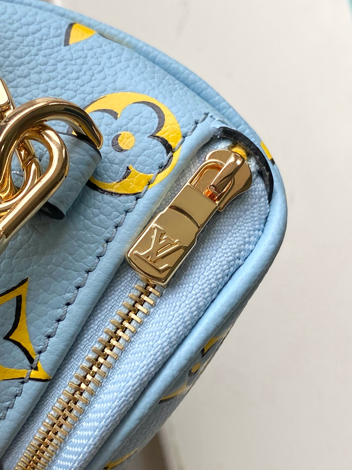 Louis Vuitton Mini Bumbag - Monogram Empreinte Leather - Light Blue & Yellow