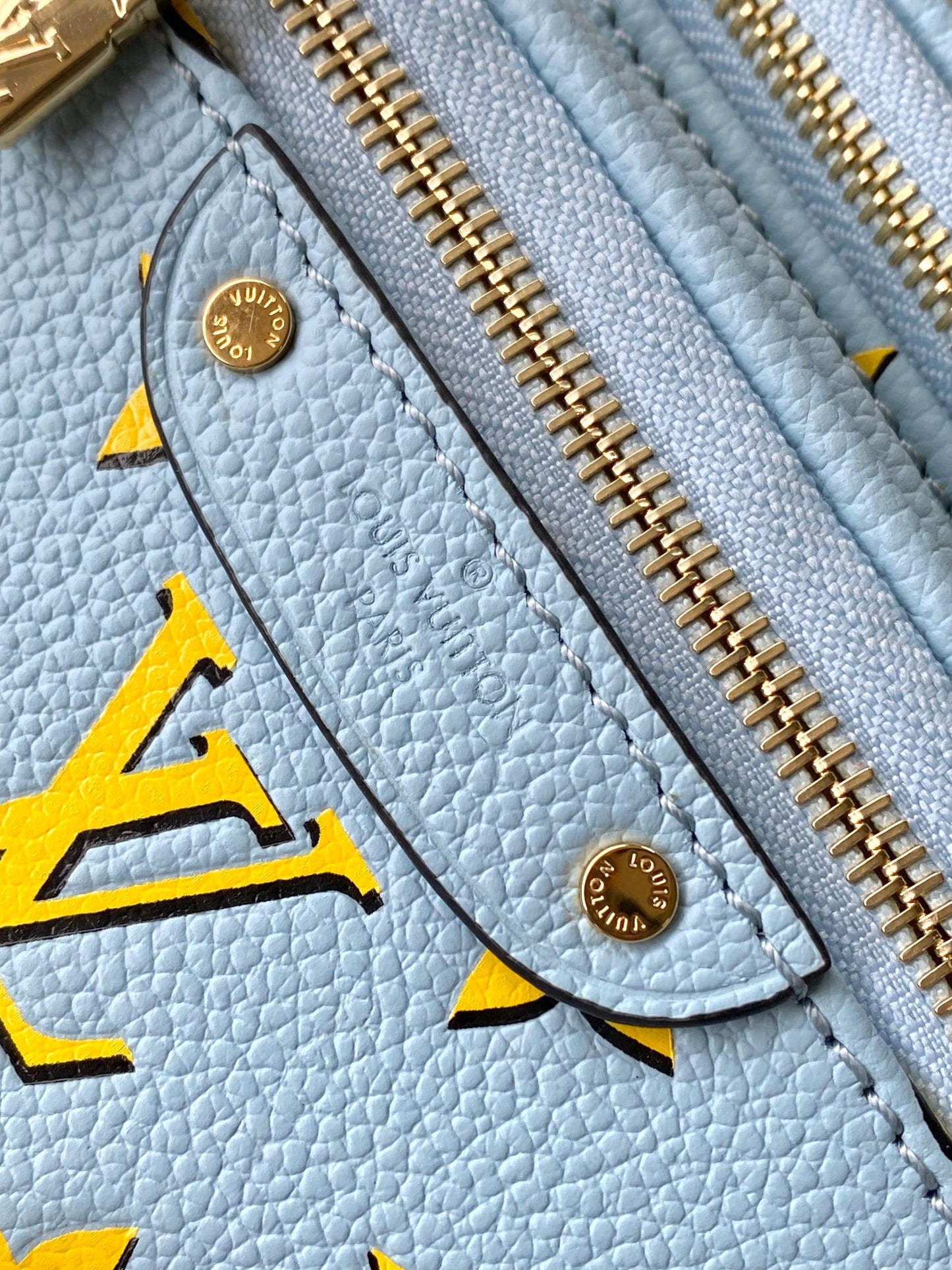 Louis Vuitton Light Blue Embossed Monogram Crossbody Bag with Gold Chain