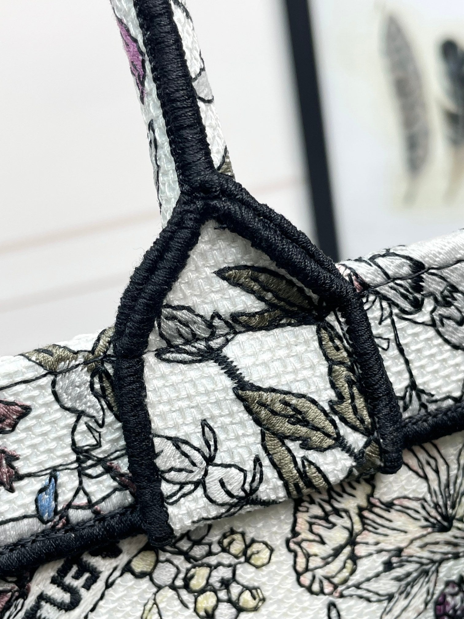 Christian Dior Medium Book Tote - Grey and Black Toile de Jouy Embroidered Canvas