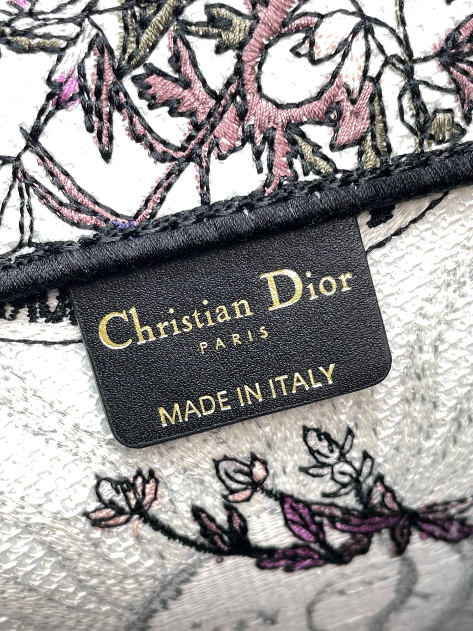 Christian Dior Medium Book Tote - Grey and Black Toile de Jouy Embroidered Canvas