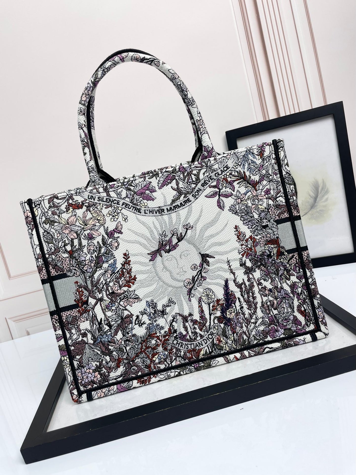 Christian Dior Embroidered Book Tote Bag - Floral Pattern
