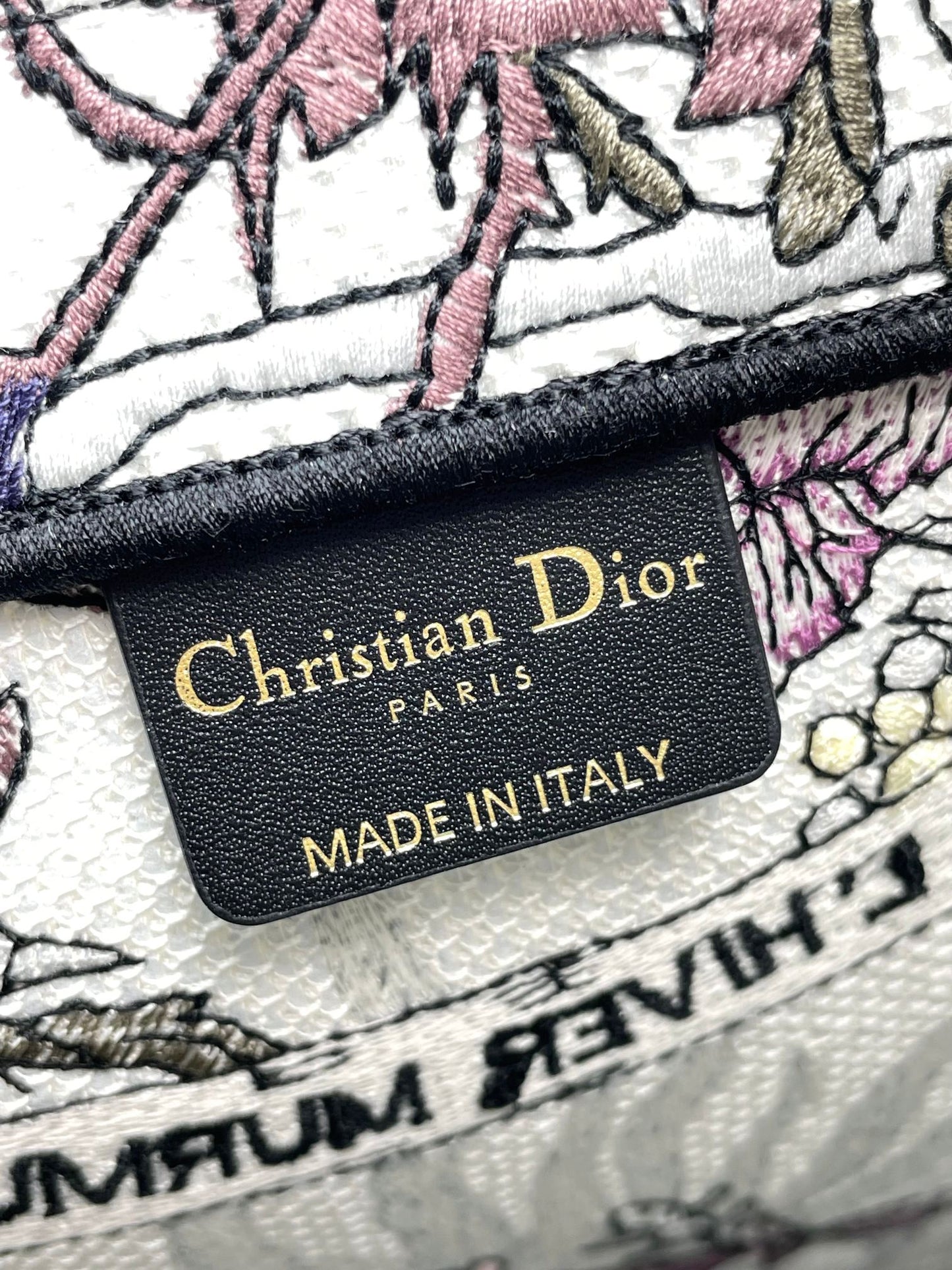 Christian Dior Large Book Tote with Multi-Color Floral Embroidery