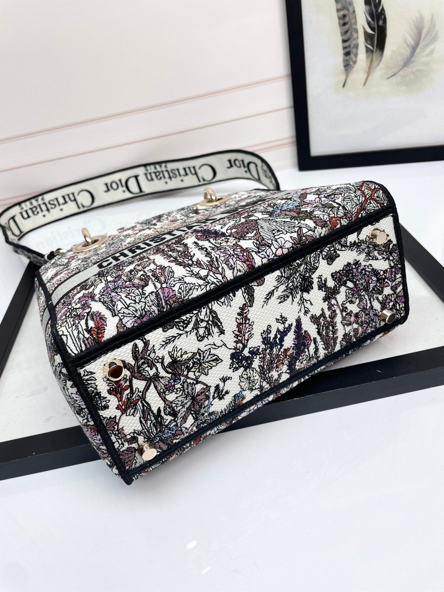 Christian Dior Medium Lady D-Lite Bag - Multicolor Toile de Jouy Reverse Embroidery